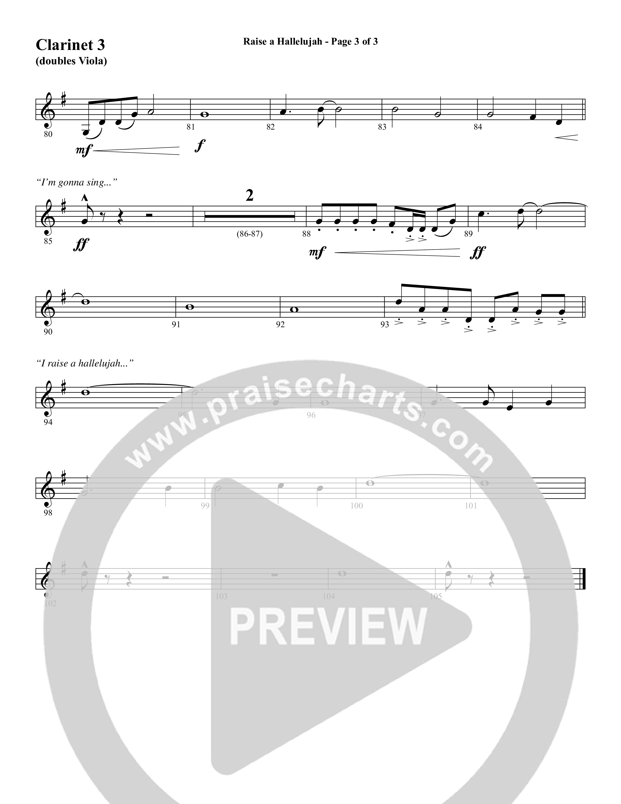 Raise A Hallelujah (Choral Anthem SATB) Clarinet 3 (Word Music Choral / Arr. Daniel Semsen)