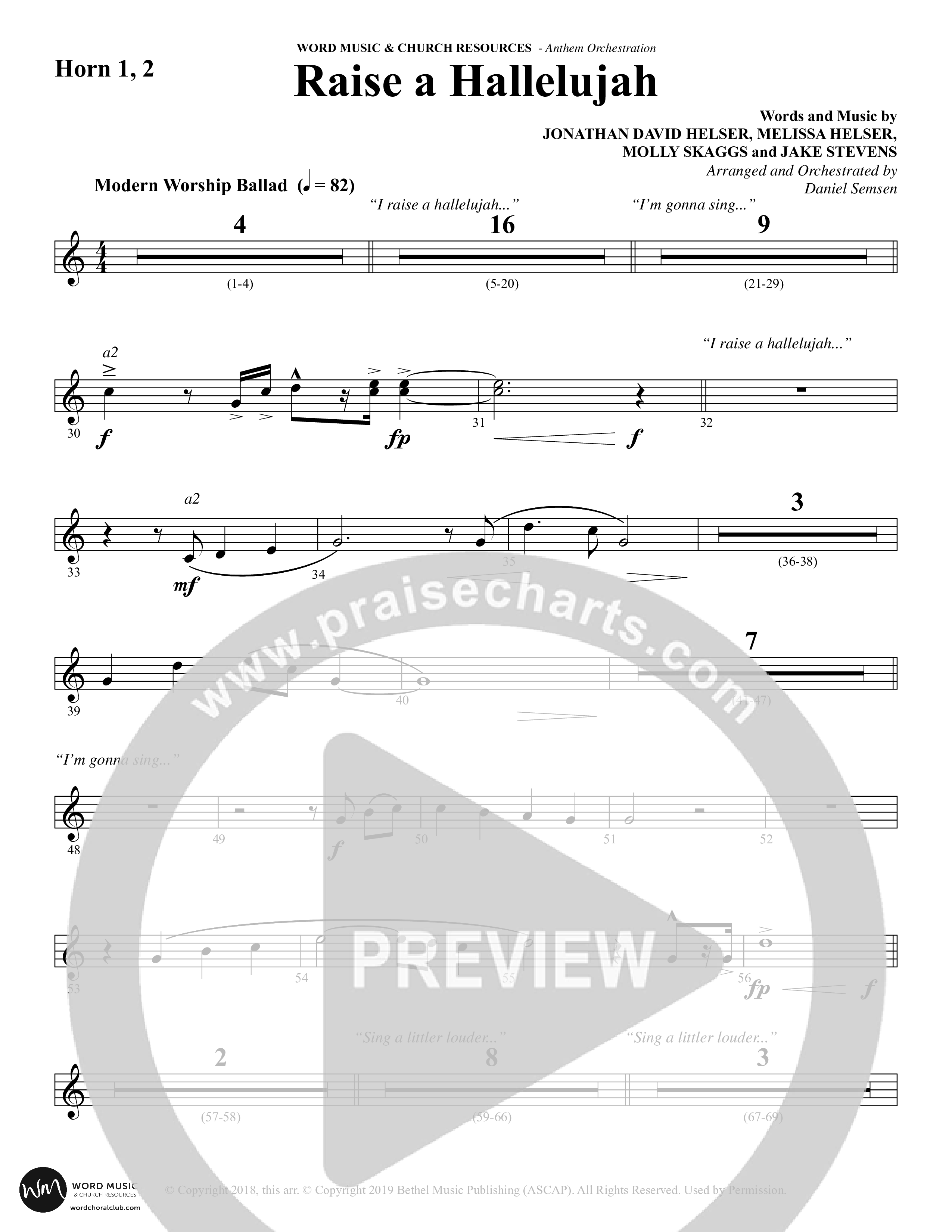 Raise A Hallelujah (Choral Anthem SATB) French Horn 1/2 (Word Music Choral / Arr. Daniel Semsen)