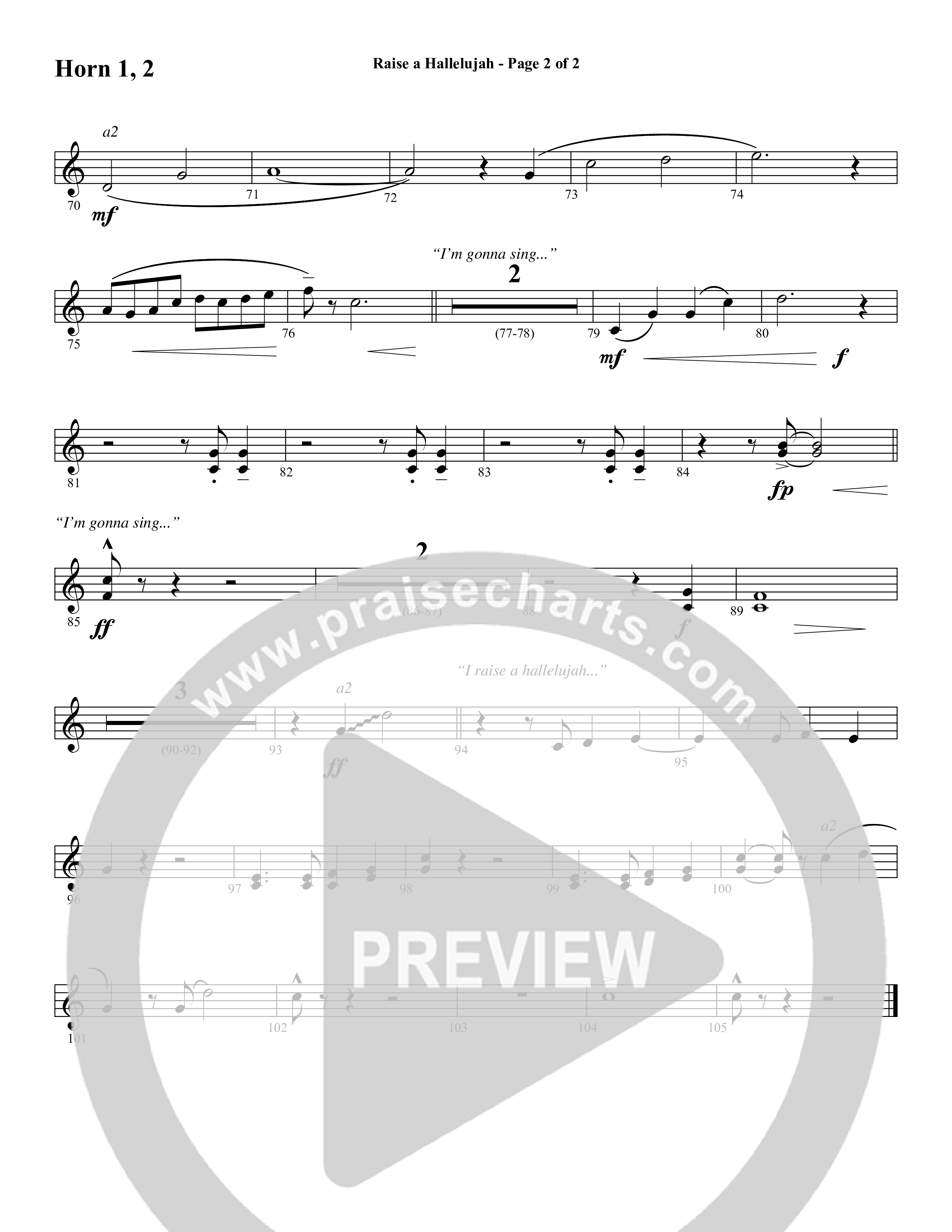 Raise A Hallelujah (Choral Anthem SATB) French Horn 1/2 (Word Music Choral / Arr. Daniel Semsen)