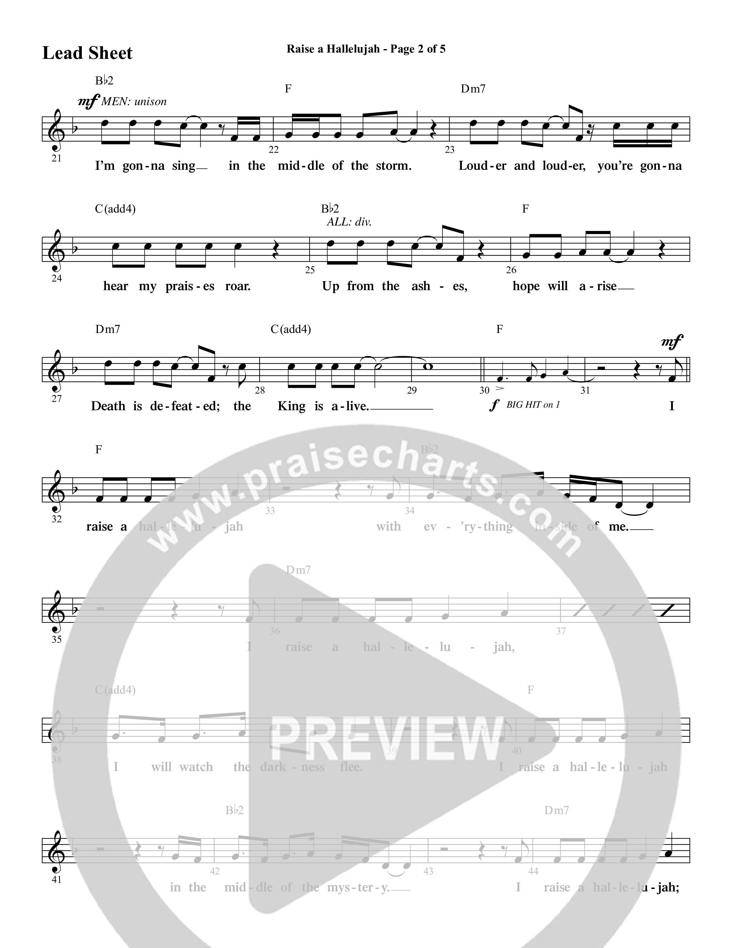 Raise A Hallelujah (Choral Anthem SATB) Lead Sheet (Melody) (Word Music Choral / Arr. Daniel Semsen)