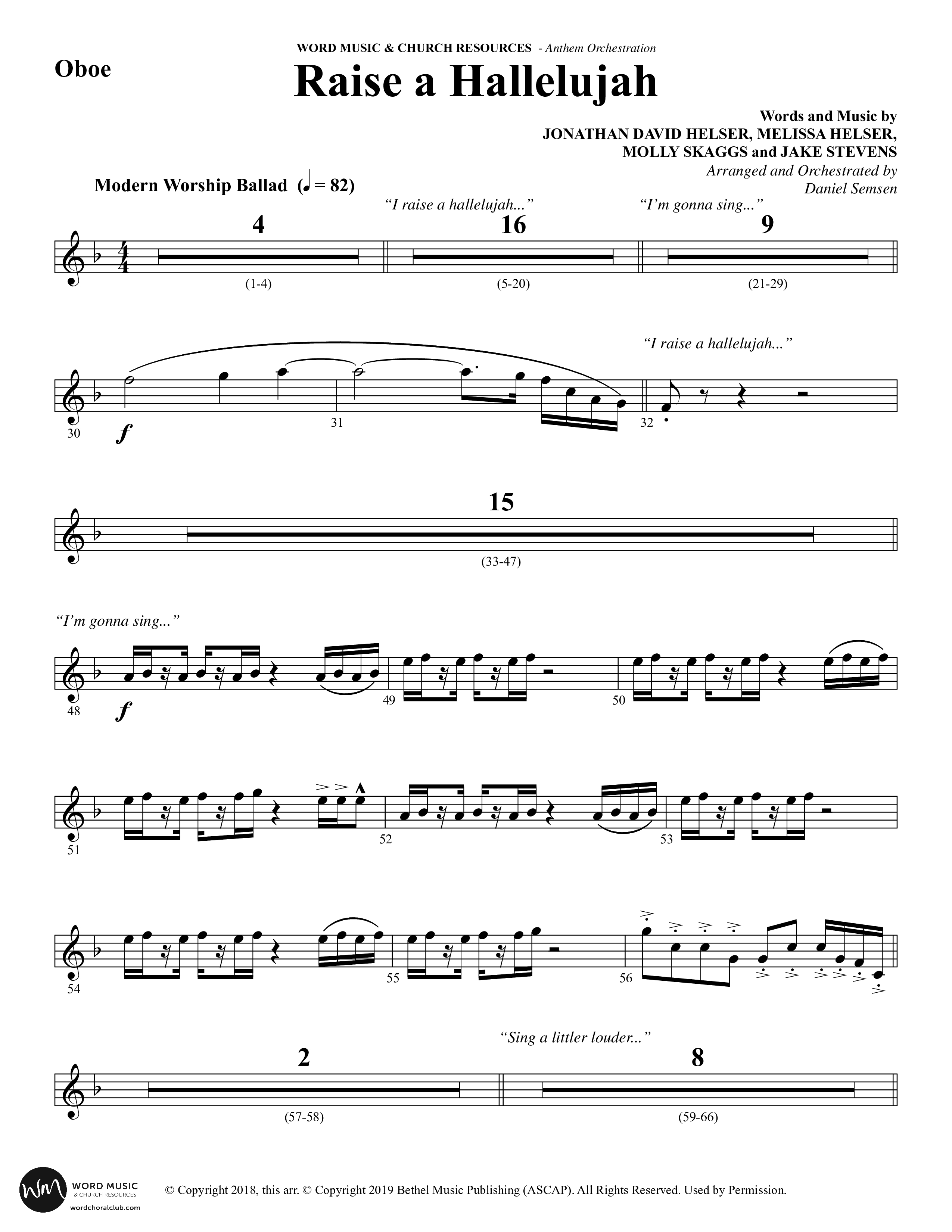 Raise A Hallelujah (Choral Anthem SATB) Oboe (Word Music Choral / Arr. Daniel Semsen)