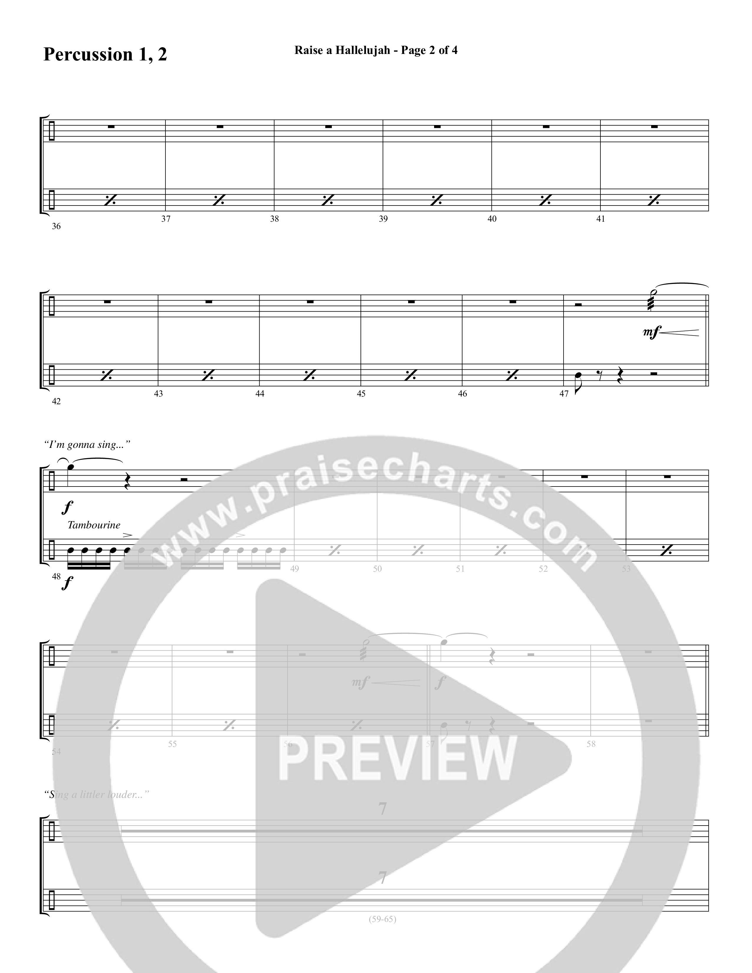 Raise A Hallelujah (Choral Anthem SATB) Percussion (Word Music Choral / Arr. Daniel Semsen)
