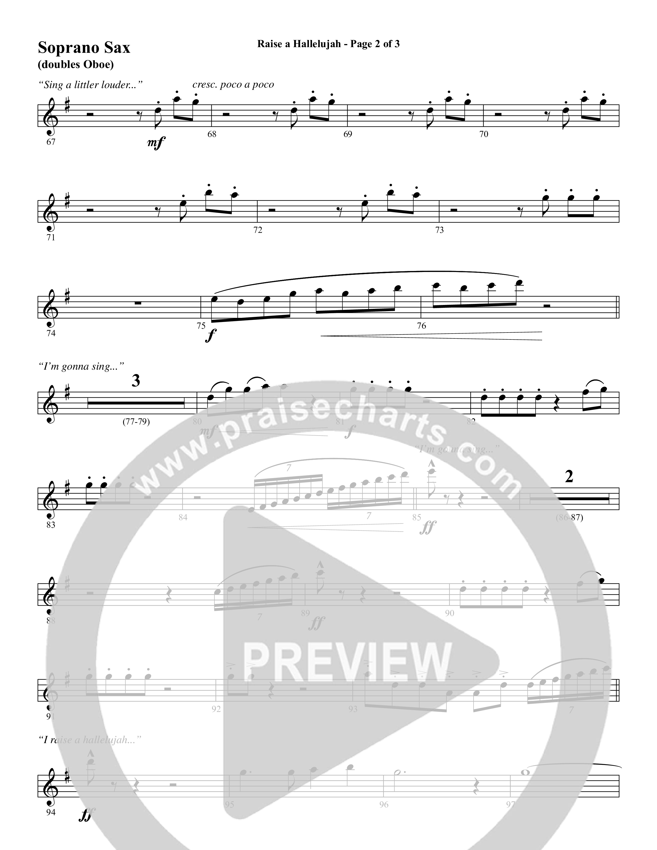 Raise A Hallelujah (Choral Anthem SATB) Soprano Sax (Word Music Choral / Arr. Daniel Semsen)