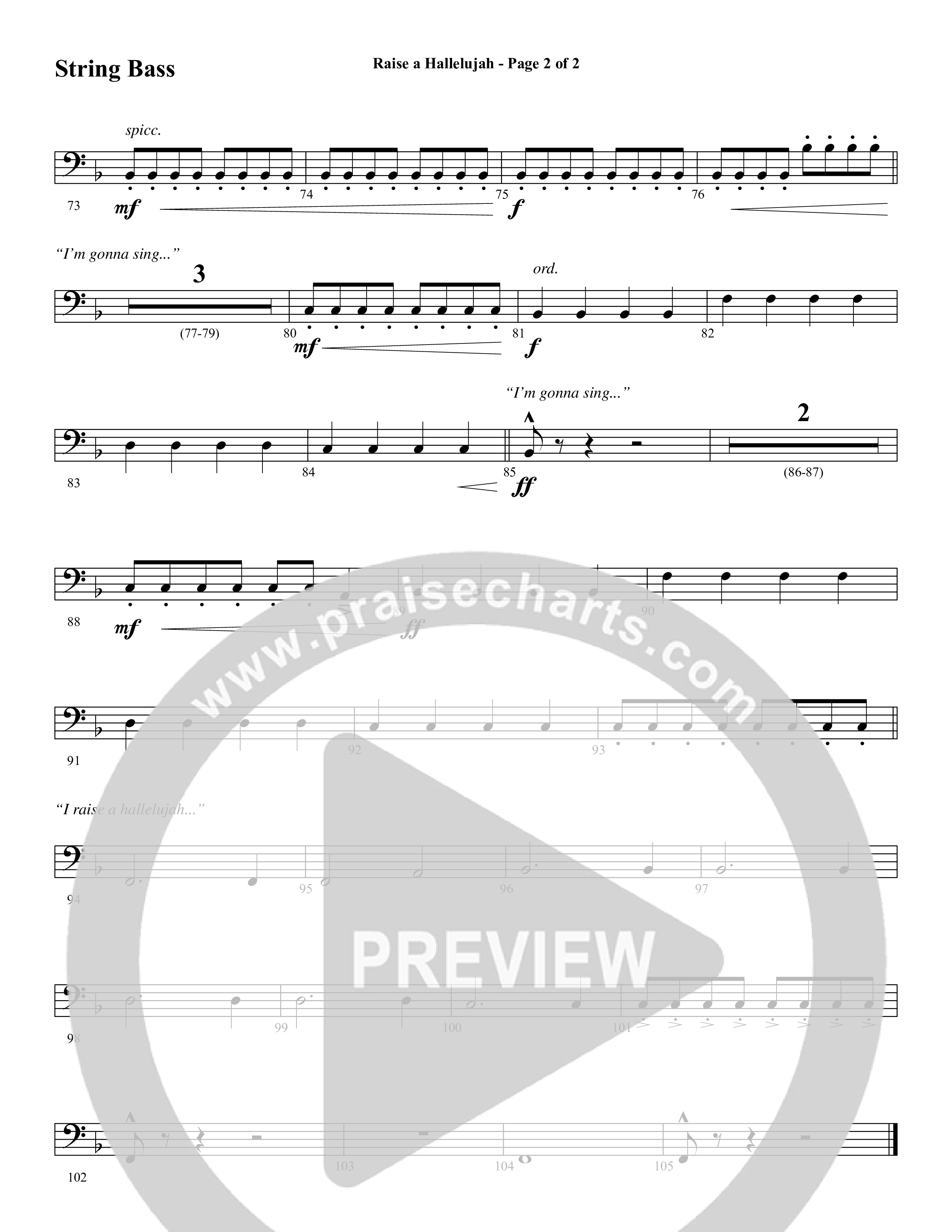 Raise A Hallelujah (Choral Anthem SATB) String Bass (Word Music Choral / Arr. Daniel Semsen)