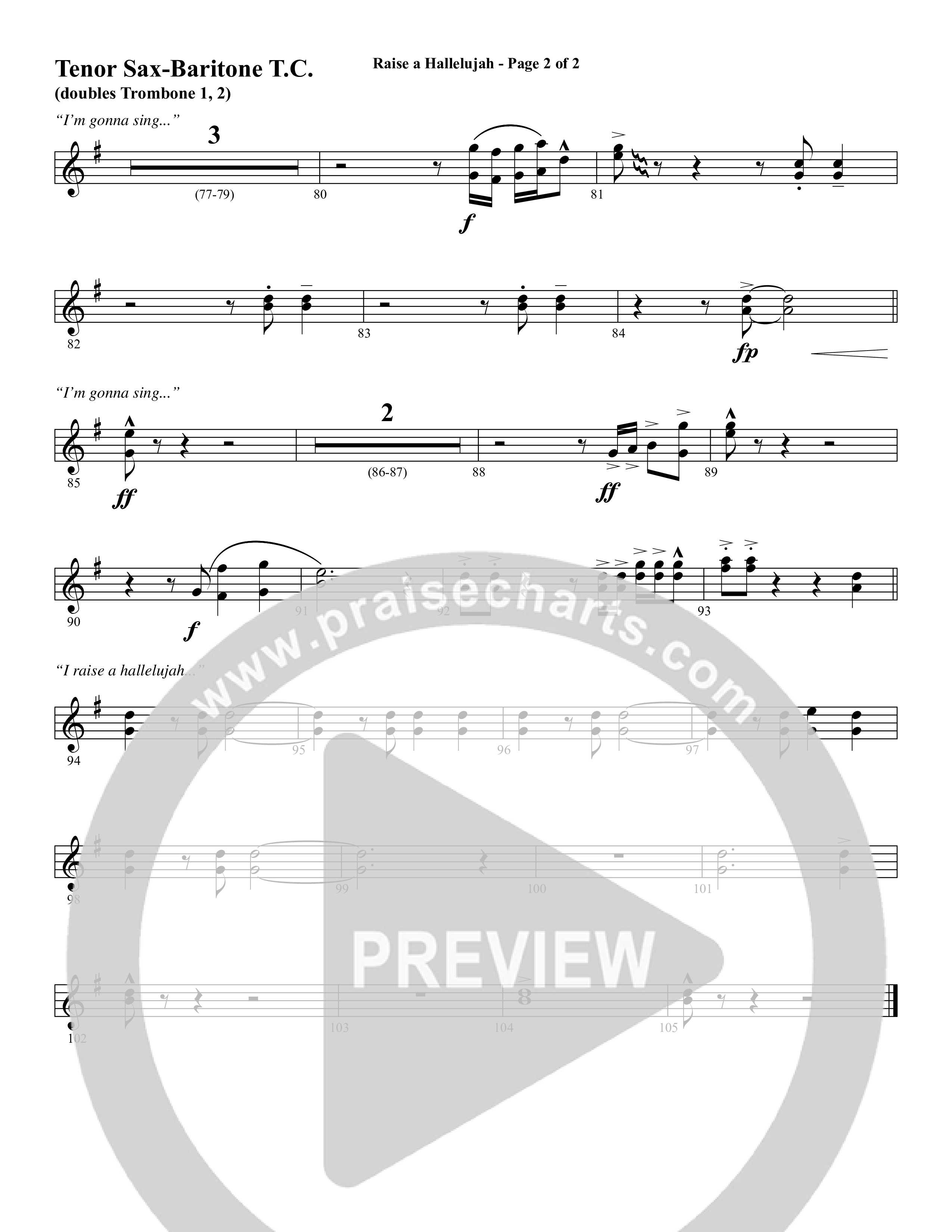 Raise A Hallelujah (Choral Anthem SATB) Tenor Sax/Baritone T.C. (Word Music Choral / Arr. Daniel Semsen)