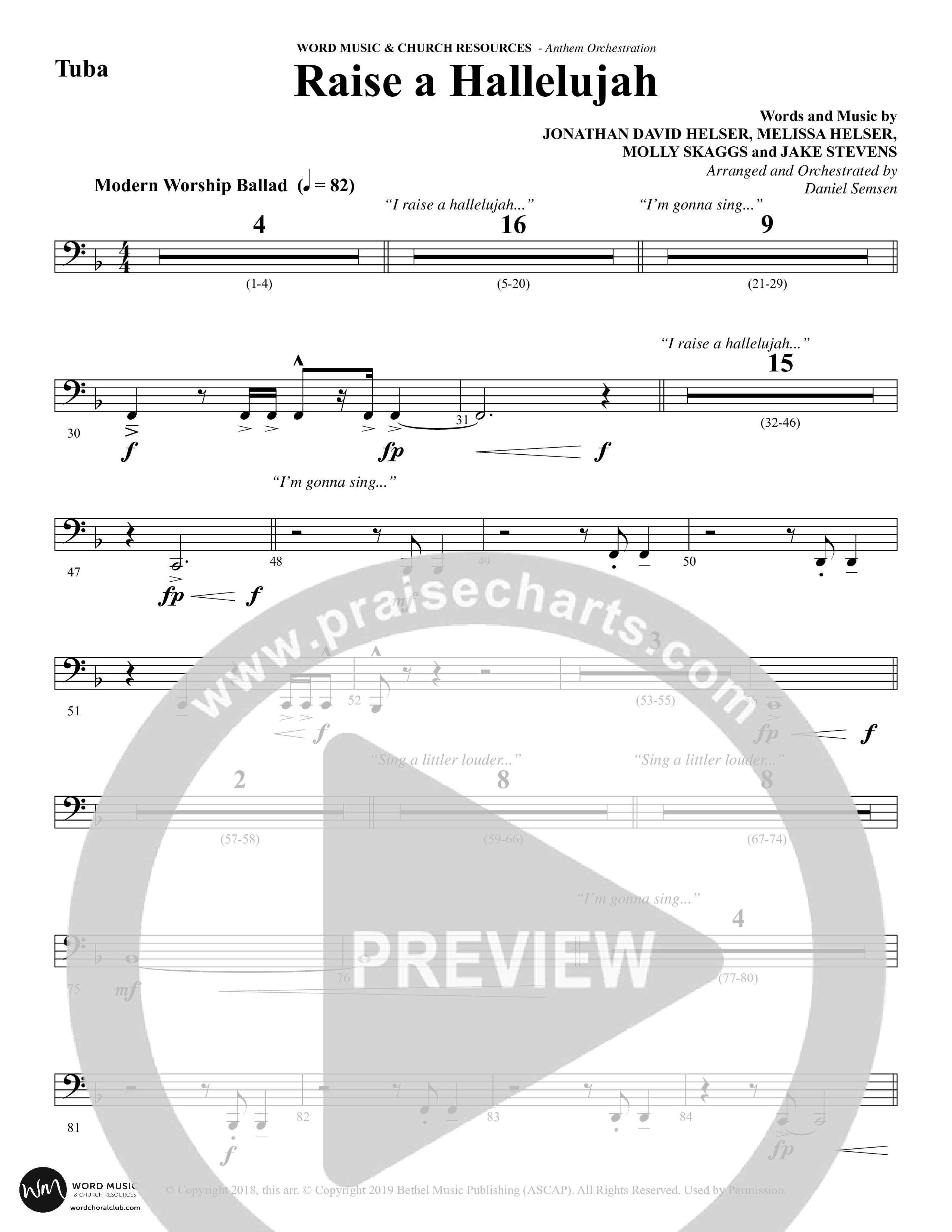 Raise A Hallelujah (Choral Anthem SATB) Tuba (Word Music Choral / Arr. Daniel Semsen)