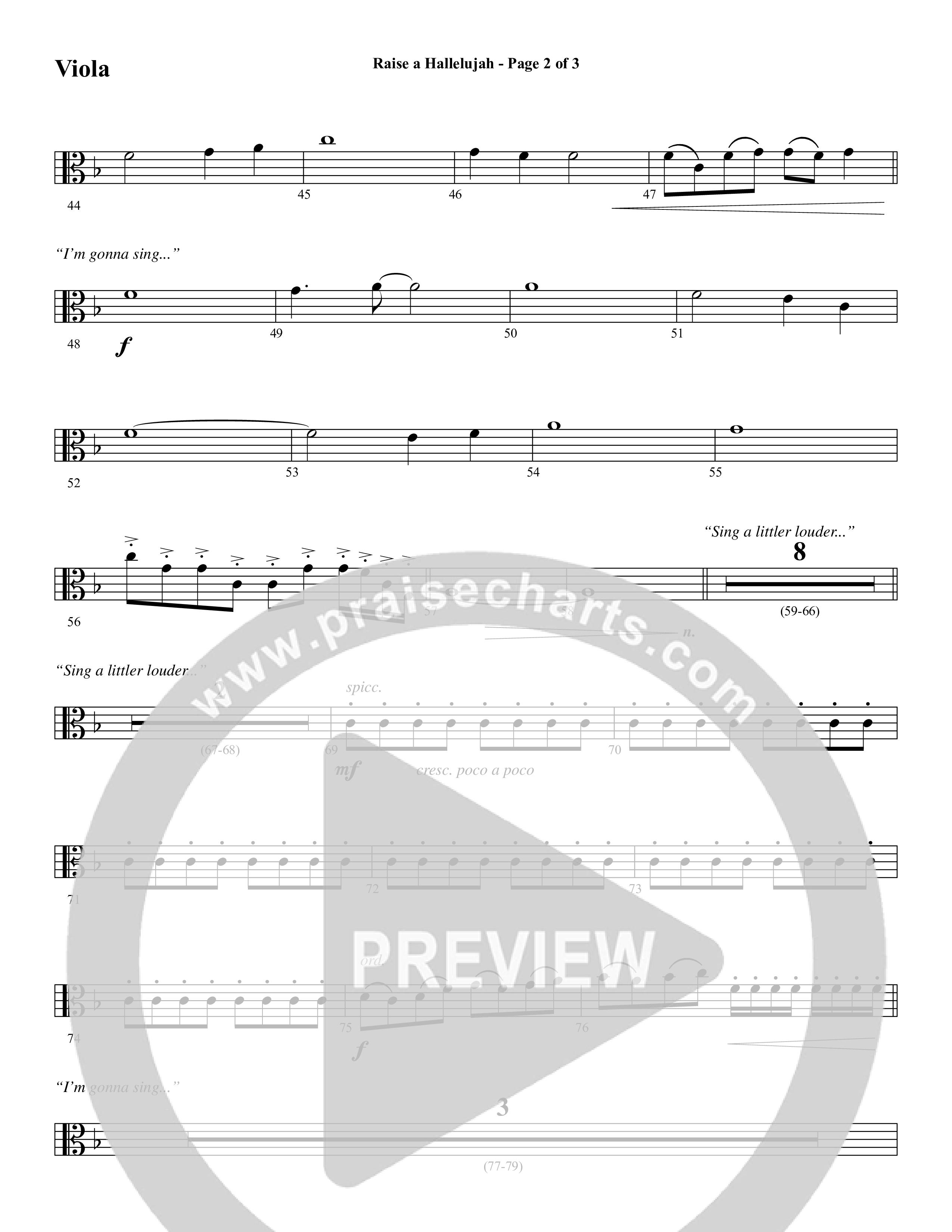 Raise A Hallelujah (Choral Anthem SATB) Viola (Word Music Choral / Arr. Daniel Semsen)