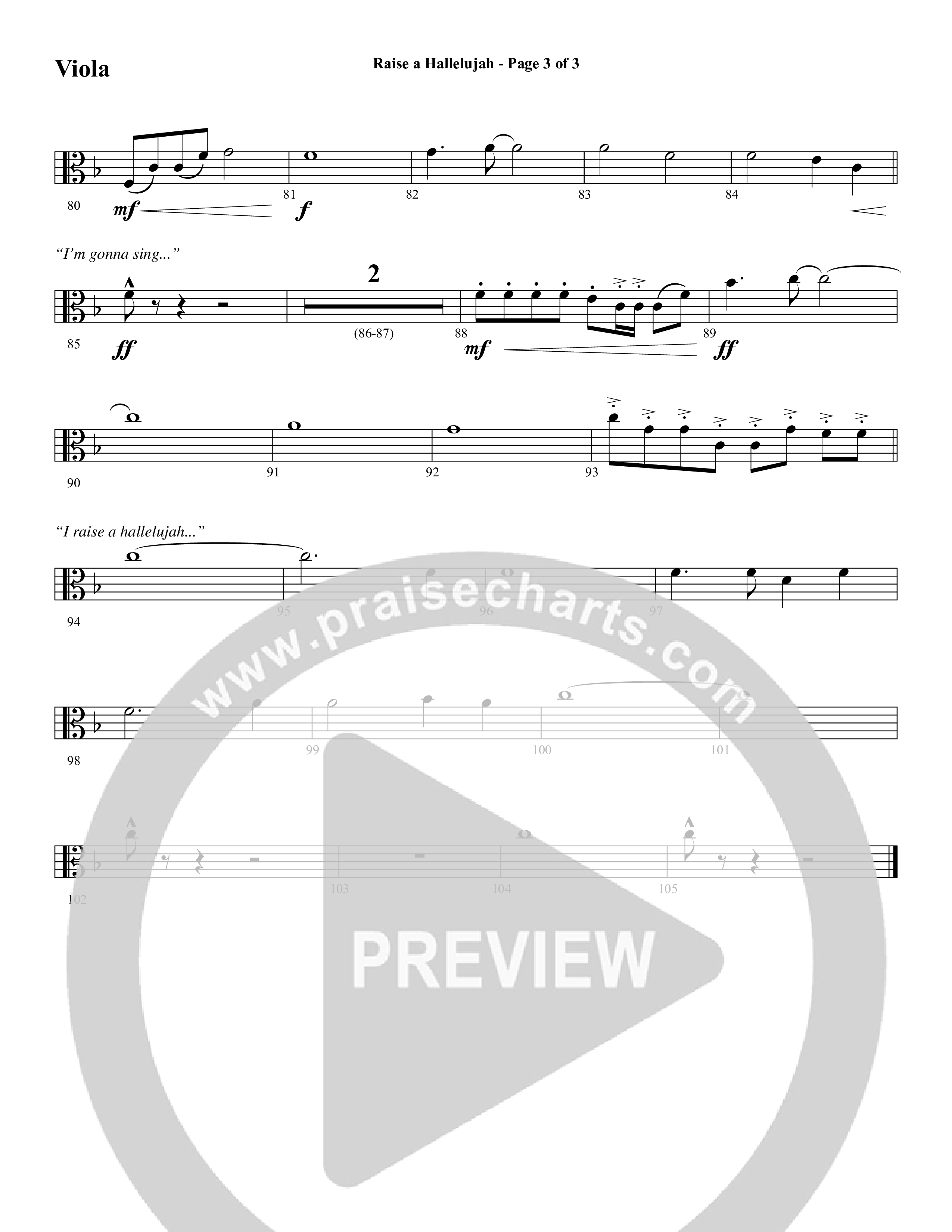 Raise A Hallelujah (Choral Anthem SATB) Viola (Word Music Choral / Arr. Daniel Semsen)