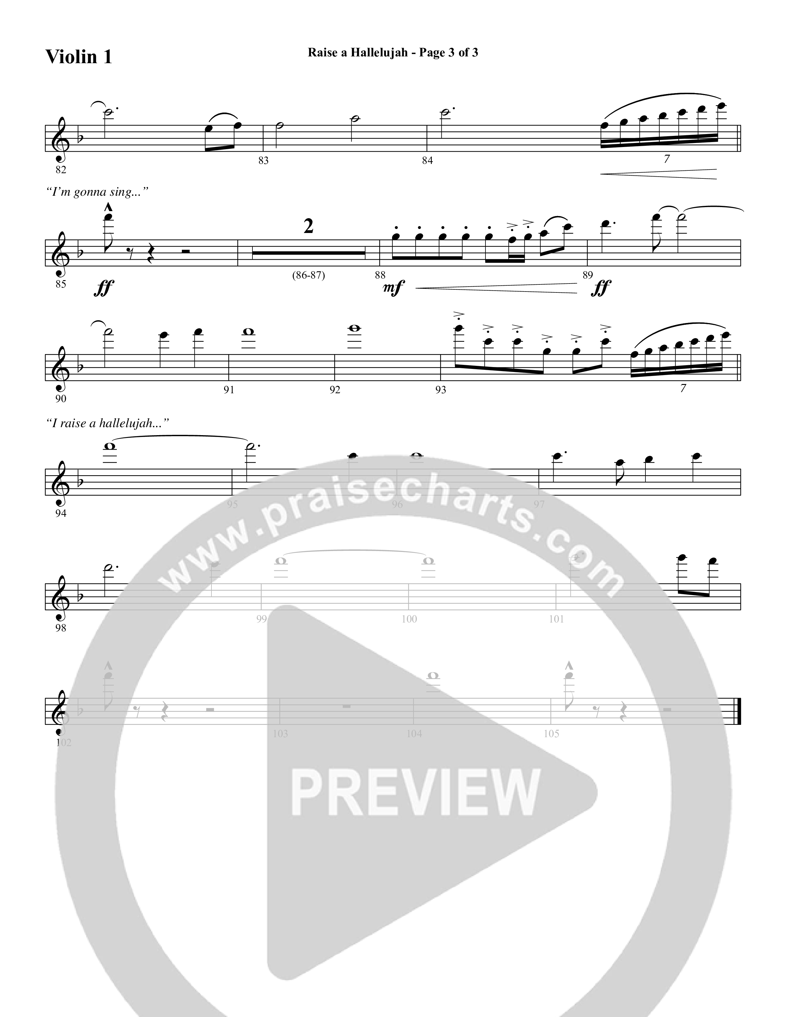 Raise A Hallelujah (Choral Anthem SATB) Violin 1/2 (Word Music Choral / Arr. Daniel Semsen)