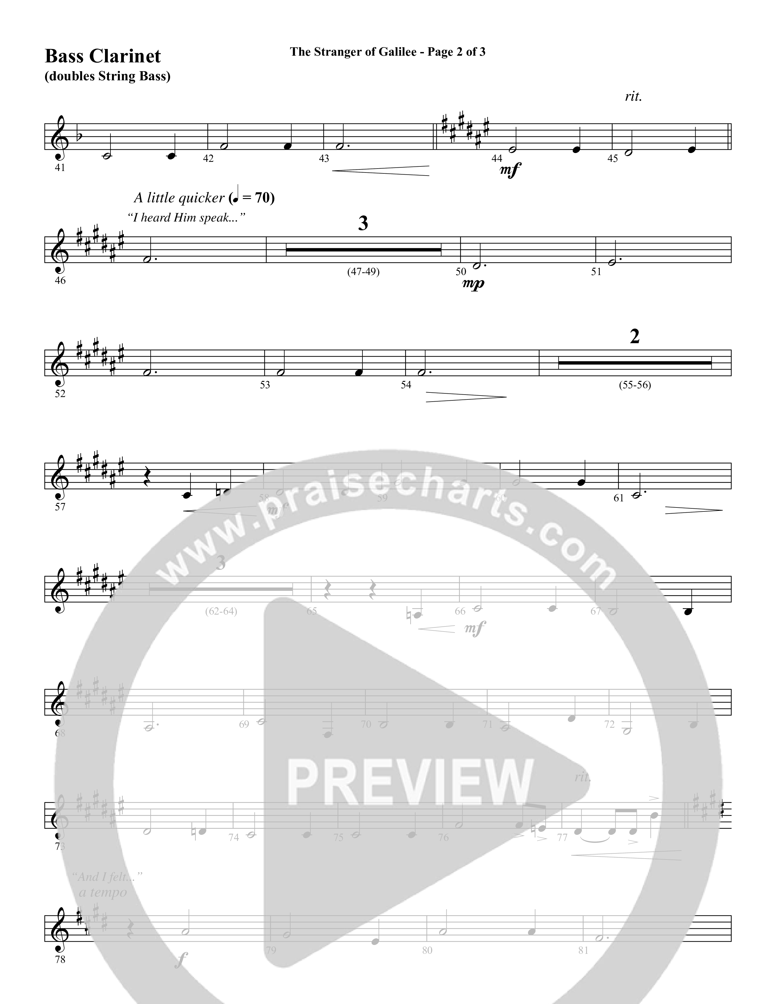 The Stranger Of Galilee (Choral Anthem SATB) Bass Clarinet (Word Music Choral / Arr. Tim Paul)