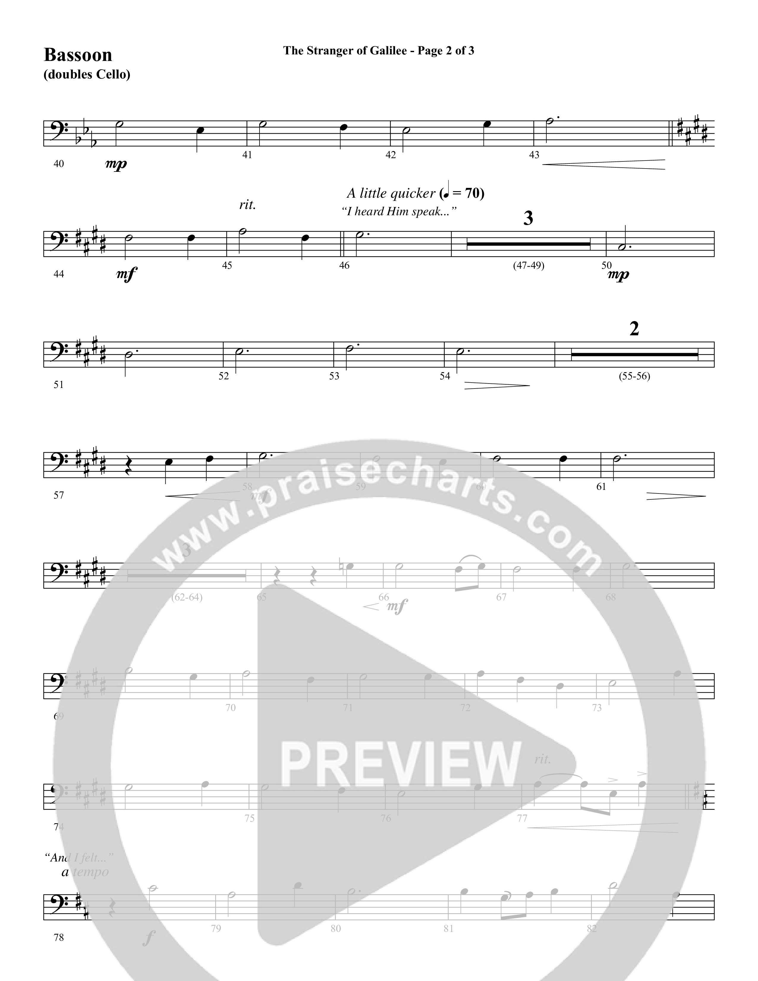 The Stranger Of Galilee (Choral Anthem SATB) Bassoon (Word Music Choral / Arr. Tim Paul)