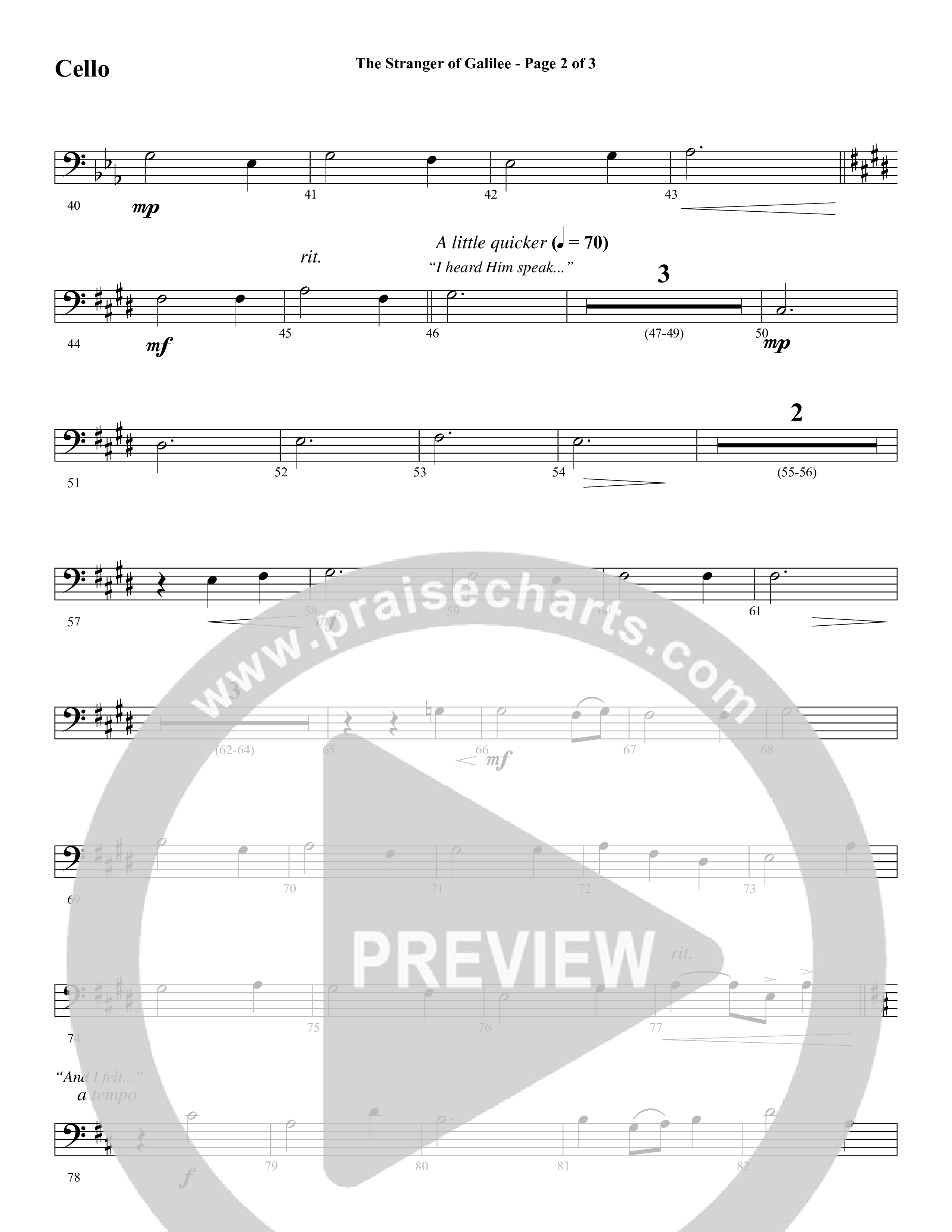 The Stranger Of Galilee (Choral Anthem SATB) Cello (Word Music Choral / Arr. Tim Paul)