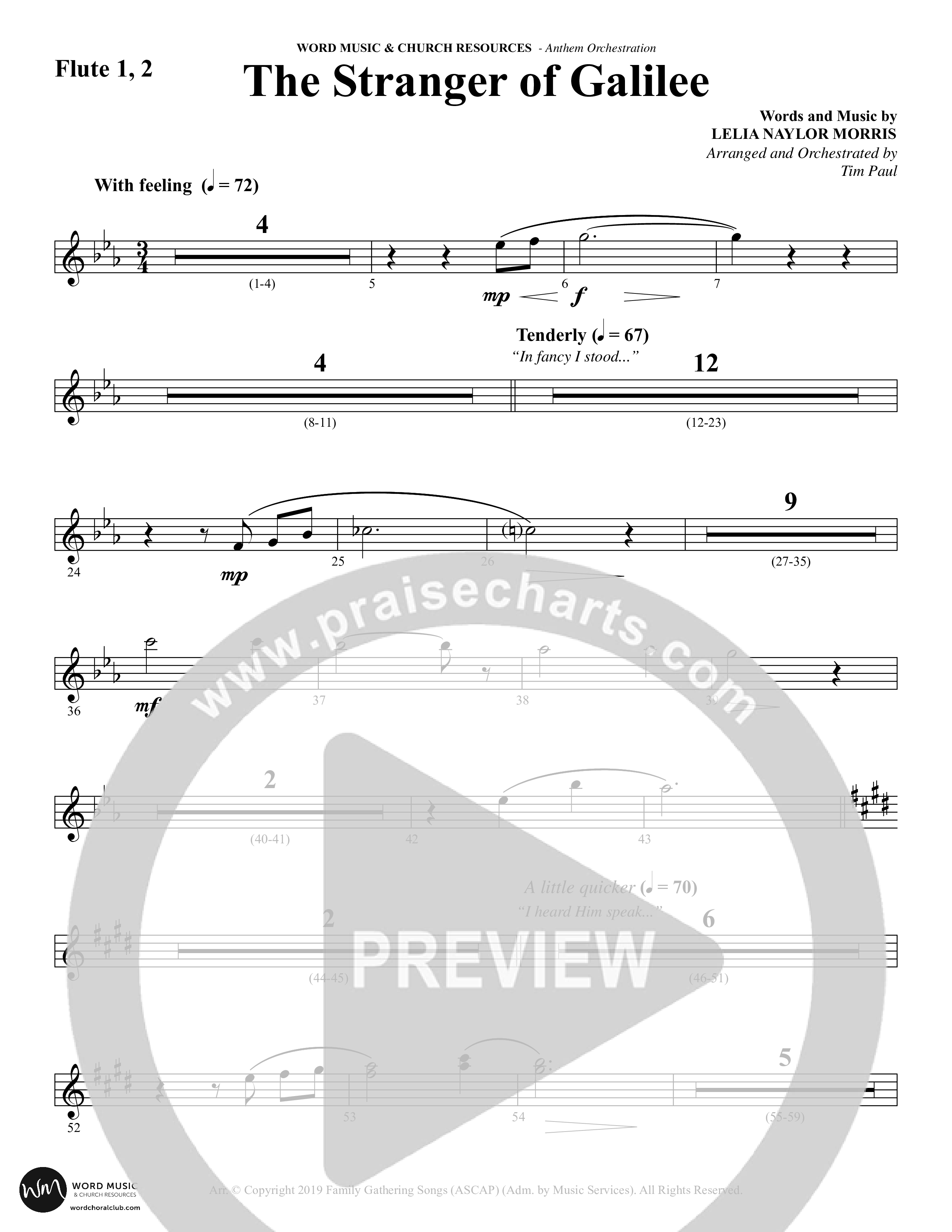 The Stranger Of Galilee (Choral Anthem SATB) Flute 1/2 (Word Music Choral / Arr. Tim Paul)