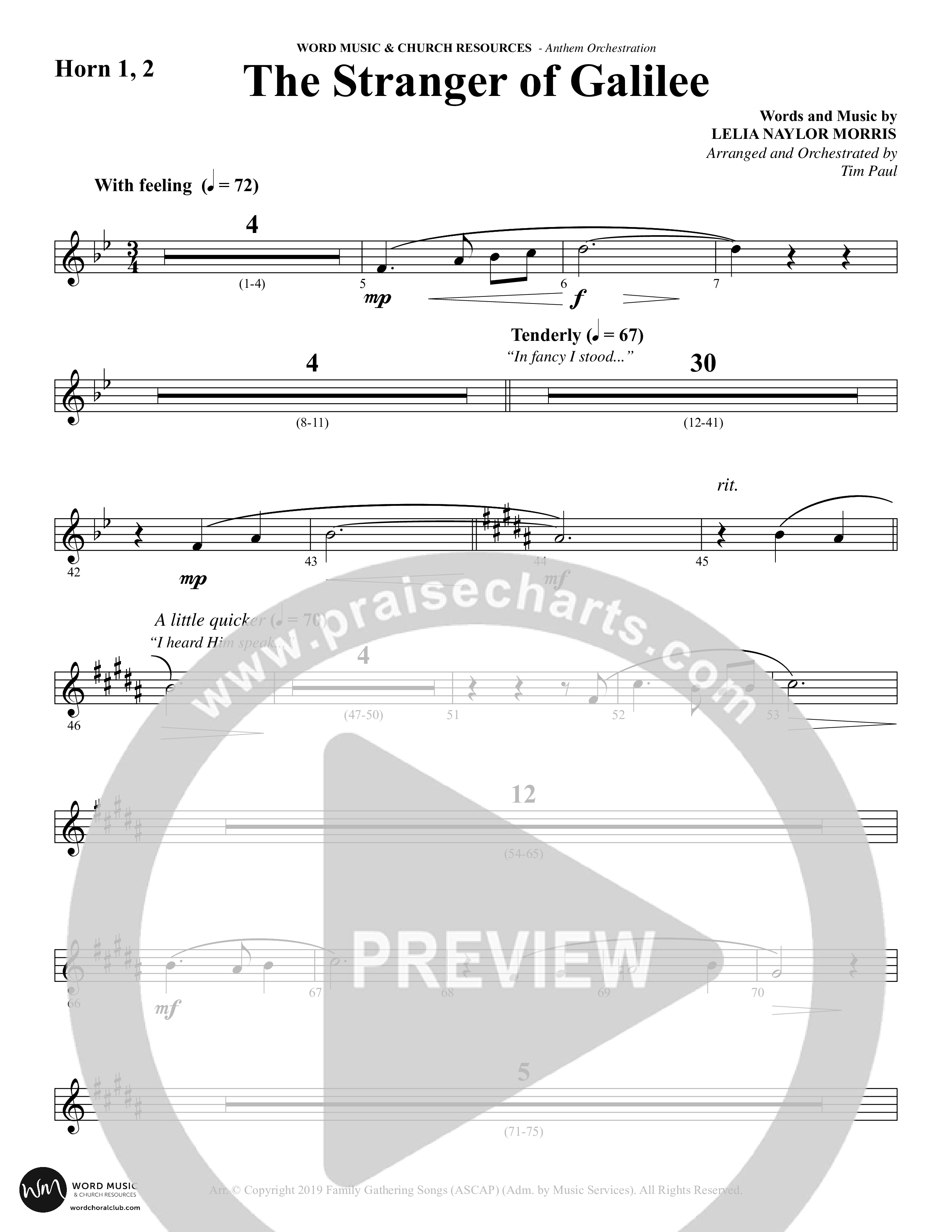 The Stranger Of Galilee (Choral Anthem SATB) French Horn 1/2 (Word Music Choral / Arr. Tim Paul)