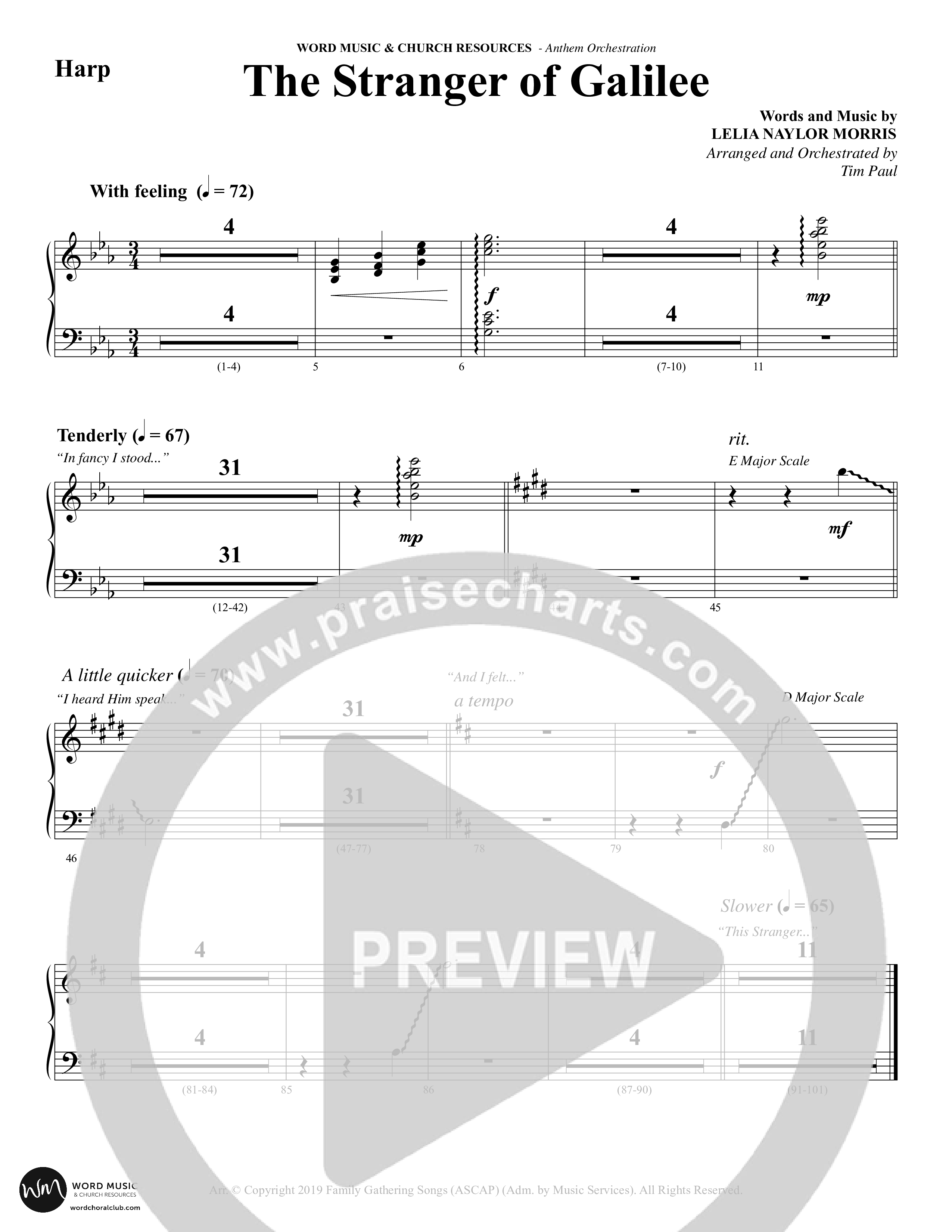 The Stranger Of Galilee (Choral Anthem SATB) Harp (Word Music Choral / Arr. Tim Paul)
