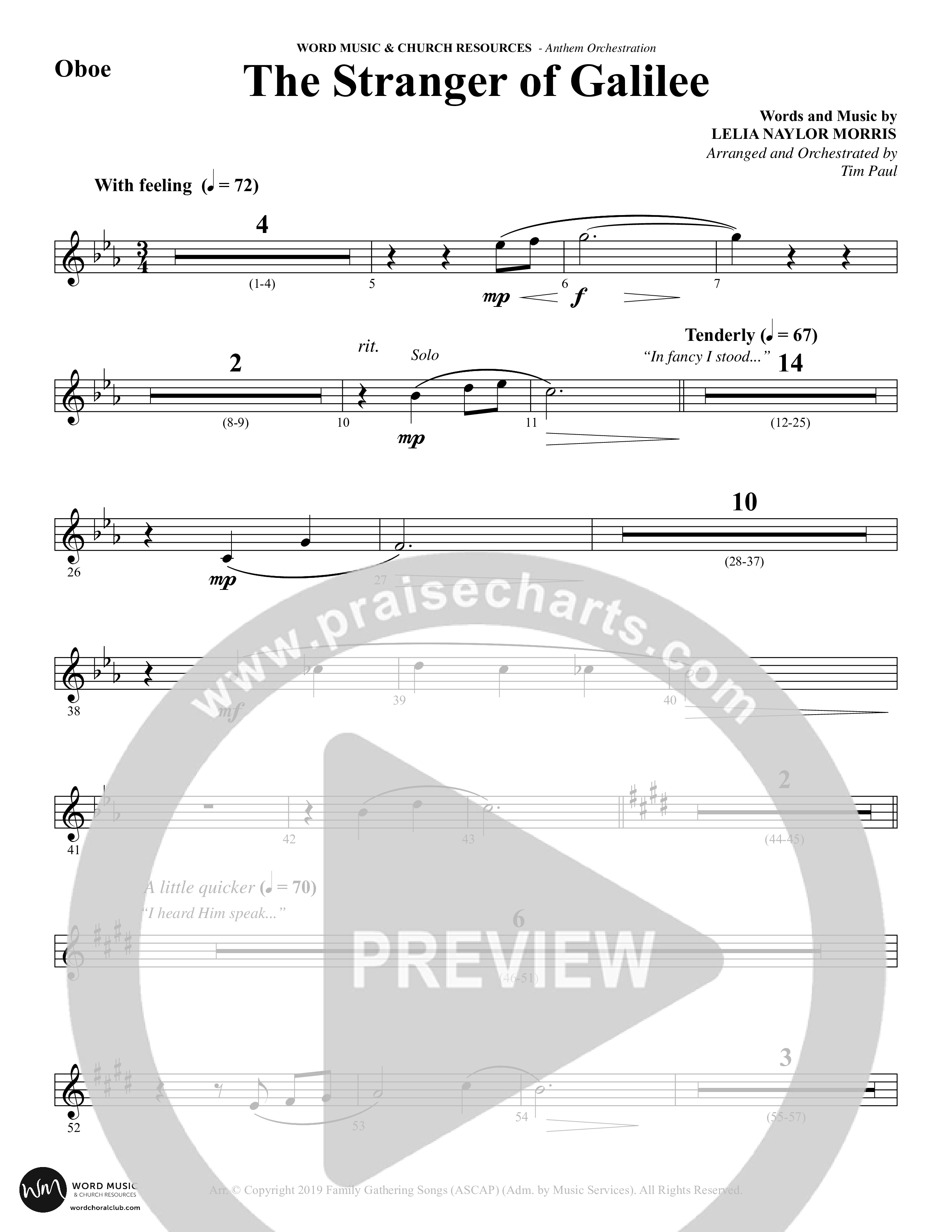 The Stranger Of Galilee (Choral Anthem SATB) Oboe (Word Music Choral / Arr. Tim Paul)