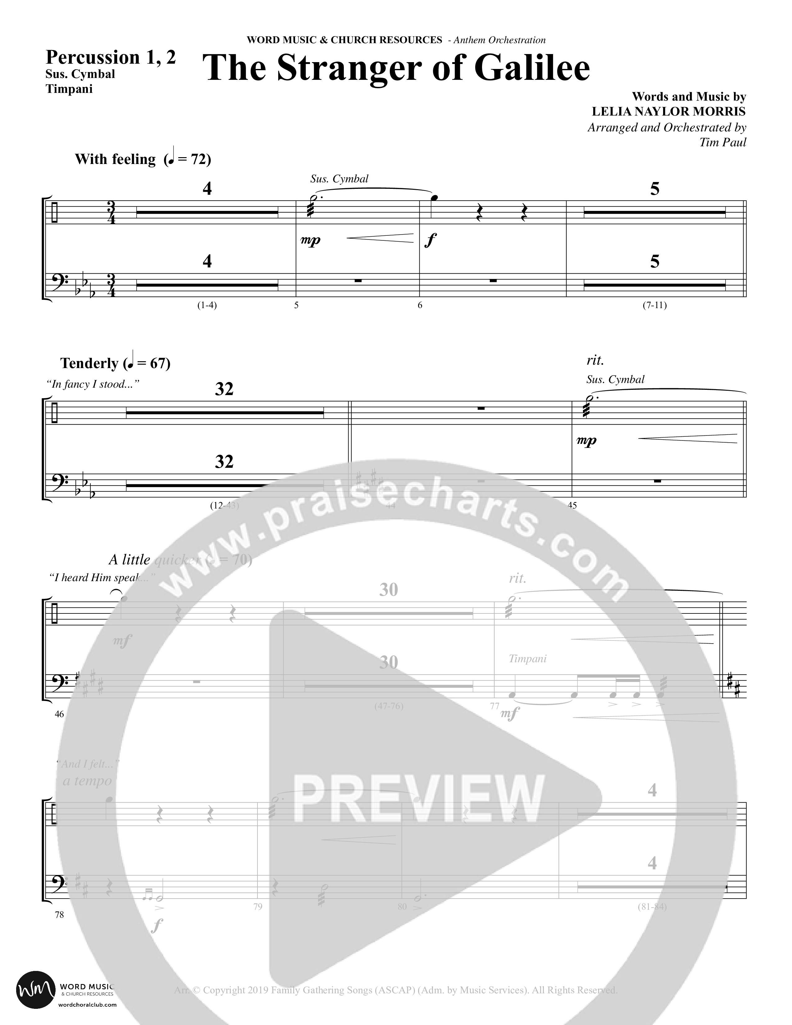 The Stranger Of Galilee (Choral Anthem SATB) Percussion 1/2 (Word Music Choral / Arr. Tim Paul)