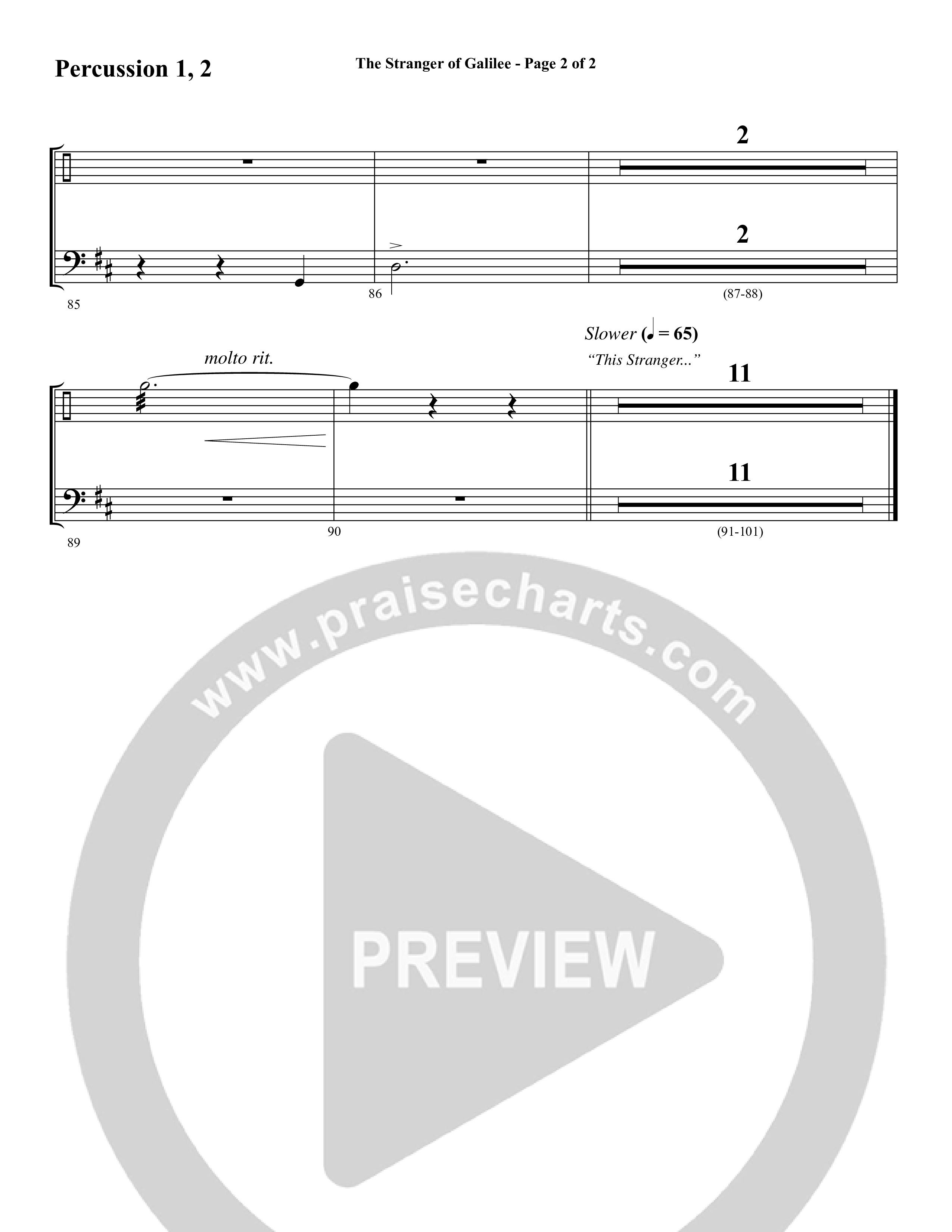 The Stranger Of Galilee (Choral Anthem SATB) Percussion 1/2 (Word Music Choral / Arr. Tim Paul)