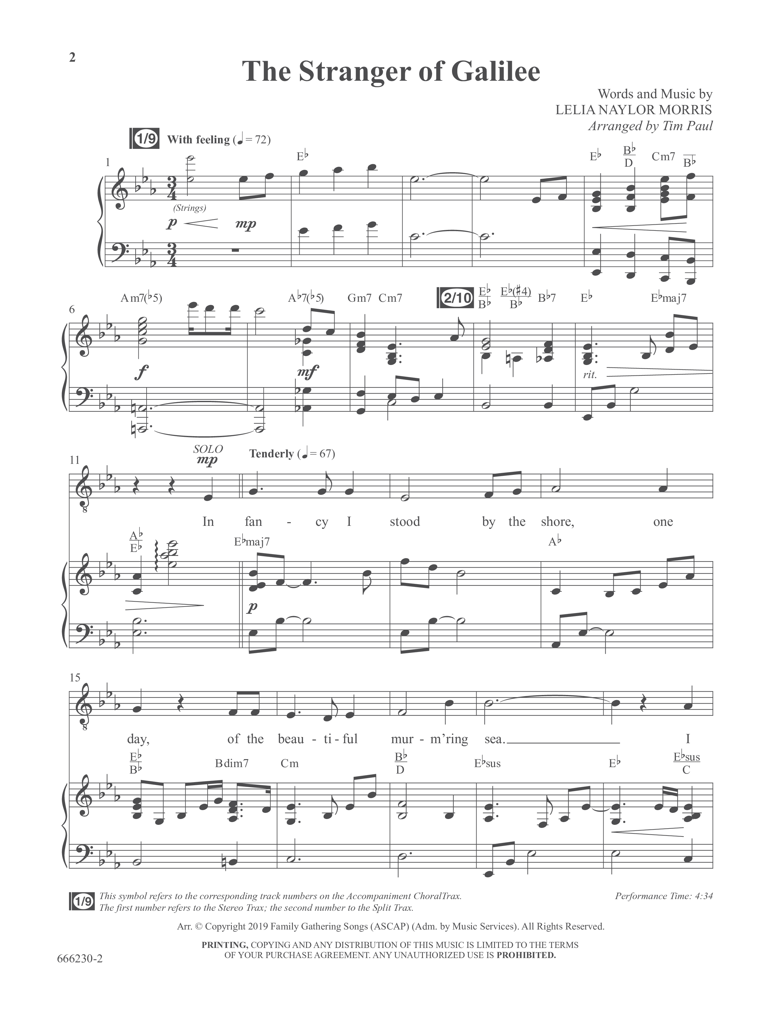The Stranger Of Galilee (Choral Anthem SATB) Anthem (SATB/Piano) (Word Music Choral / Arr. Tim Paul)