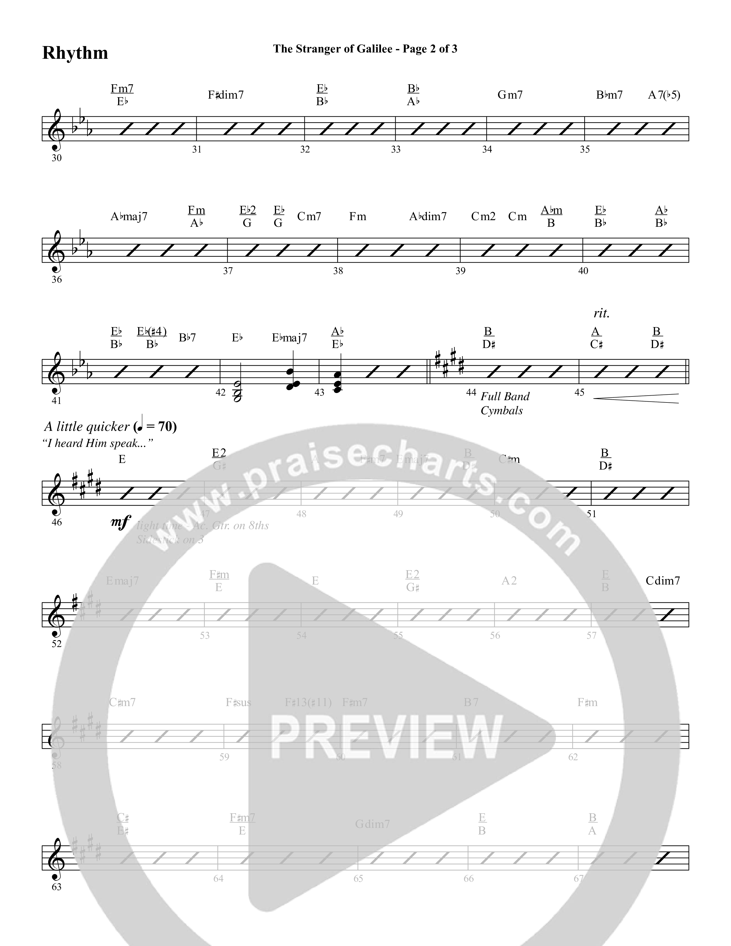 The Stranger Of Galilee (Choral Anthem SATB) Rhythm Chart (Word Music Choral / Arr. Tim Paul)