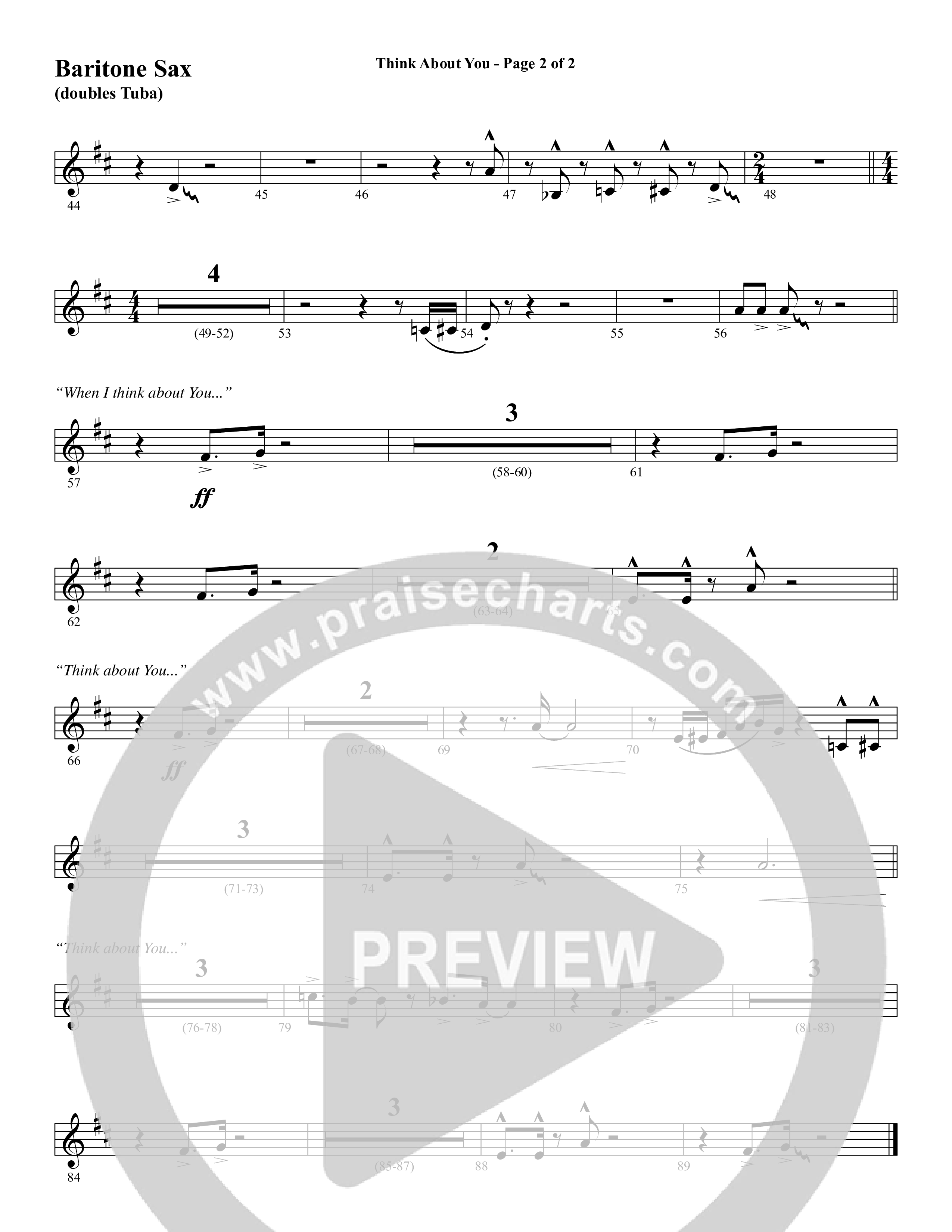 Think About You (Choral Anthem SATB) Bari Sax (Word Music Choral / Arr. Bradley Knight)