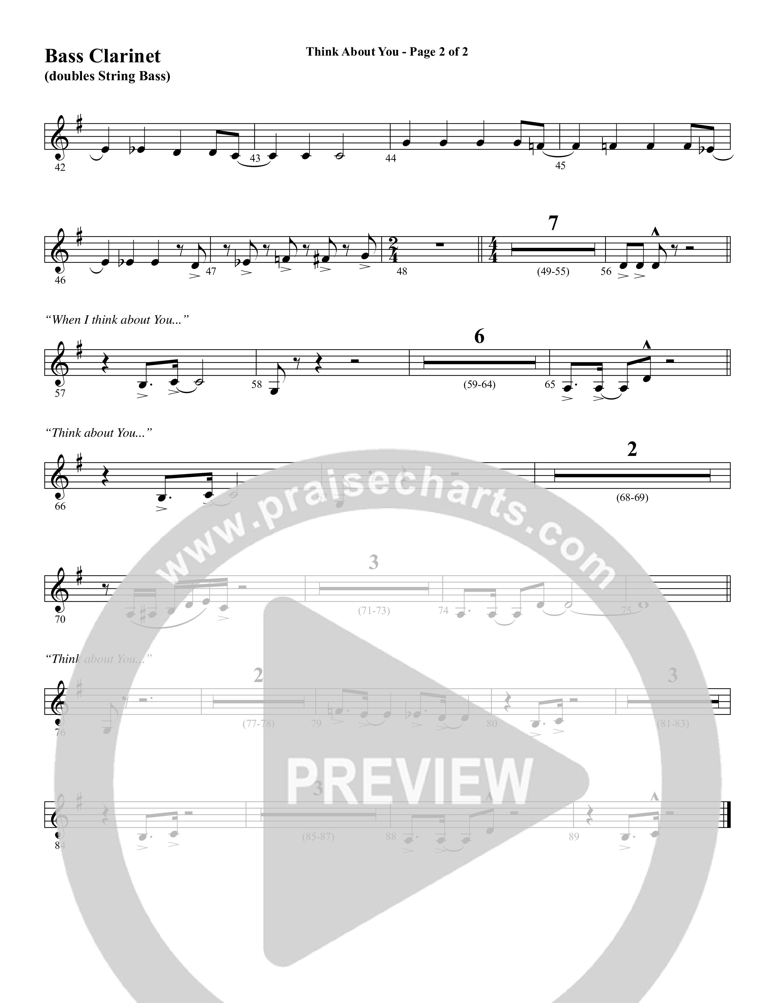 Think About You (Choral Anthem SATB) Bass Clarinet (Word Music Choral / Arr. Bradley Knight)