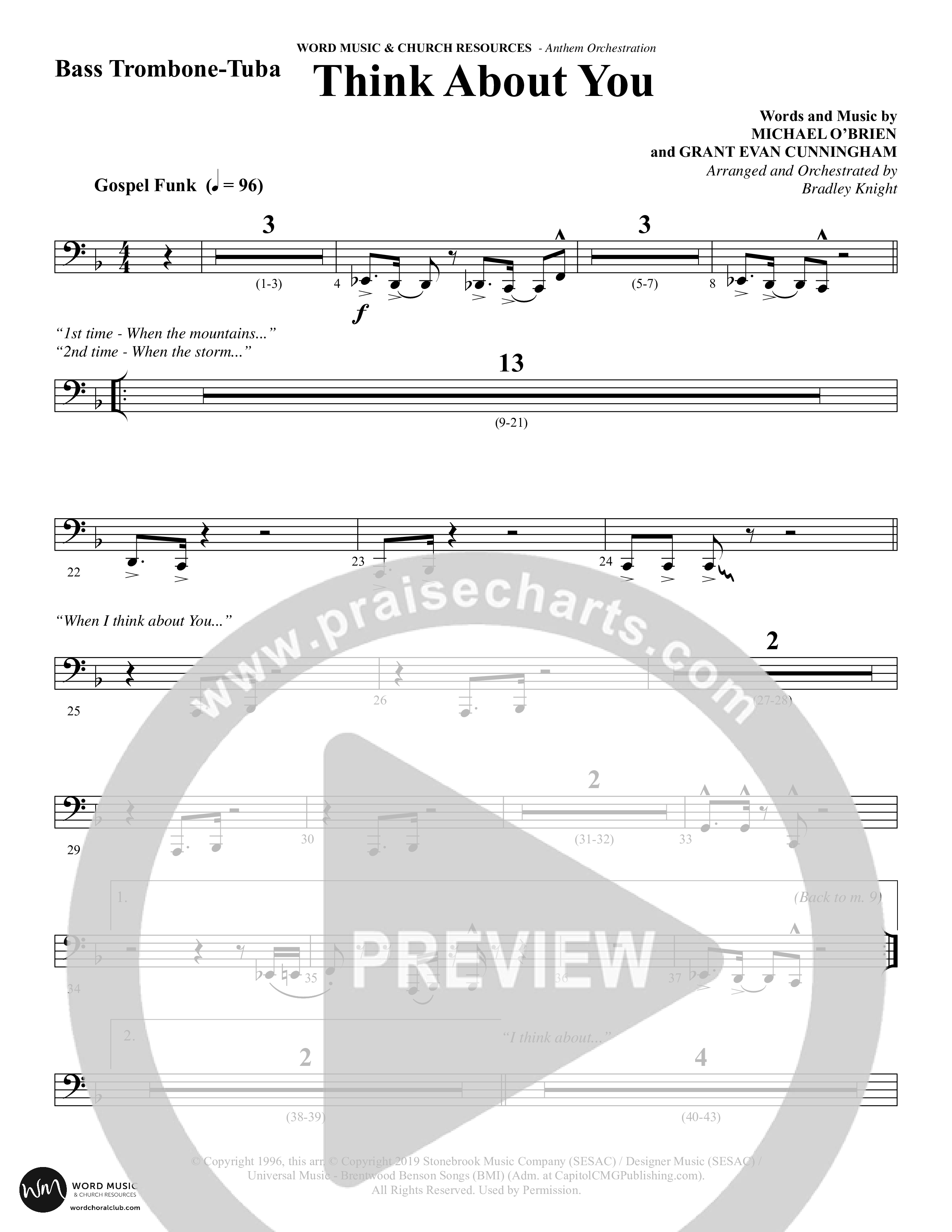 Think About You (Choral Anthem SATB) Bass Trombone, Tuba (Word Music Choral / Arr. Bradley Knight)