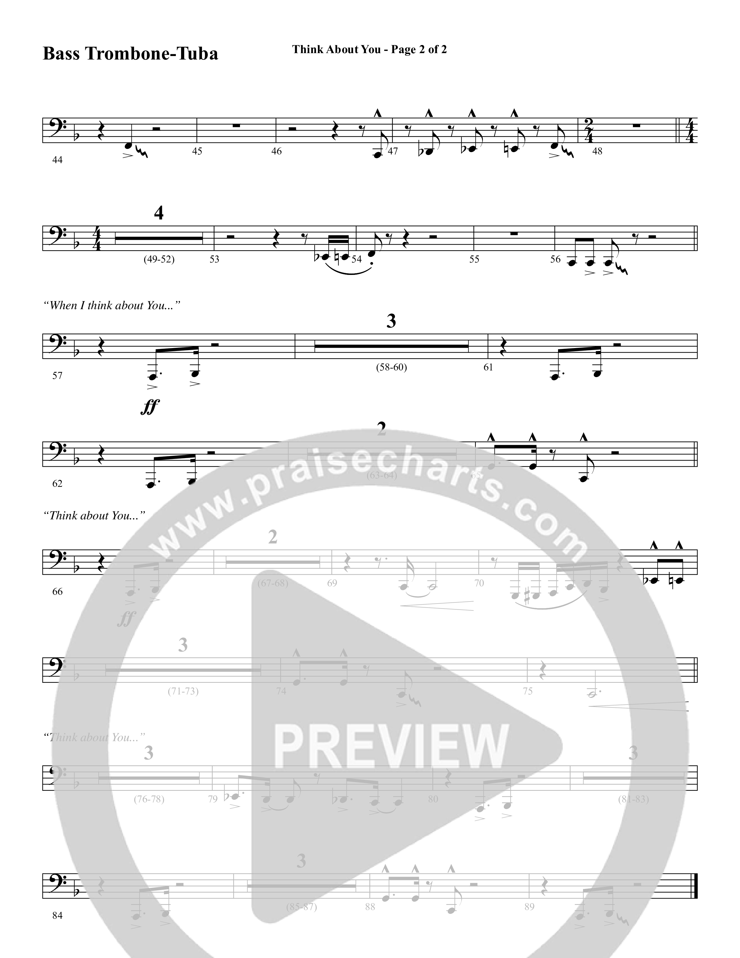 Think About You (Choral Anthem SATB) Bass Trombone, Tuba (Word Music Choral / Arr. Bradley Knight)