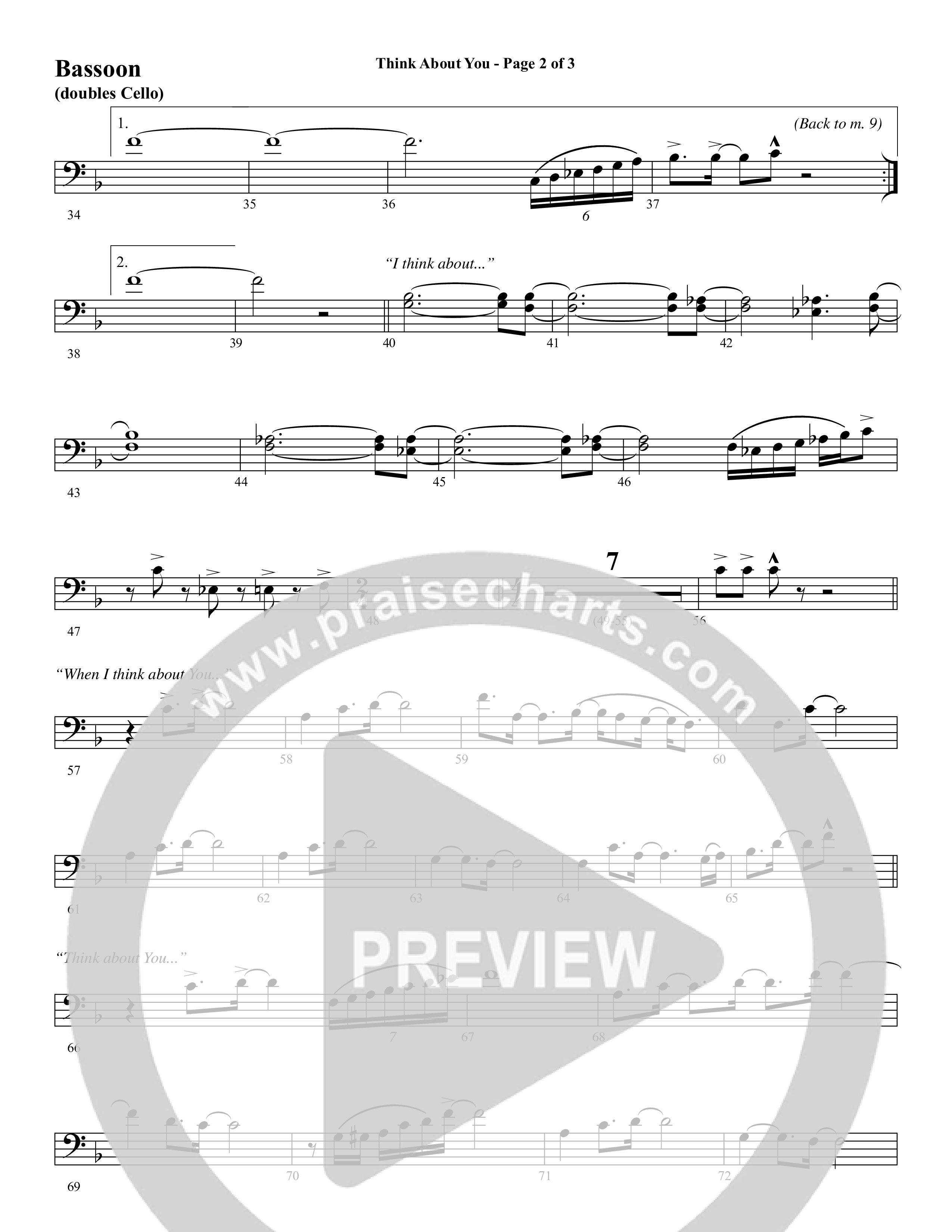 Think About You (Choral Anthem SATB) Bassoon (Word Music Choral / Arr. Bradley Knight)