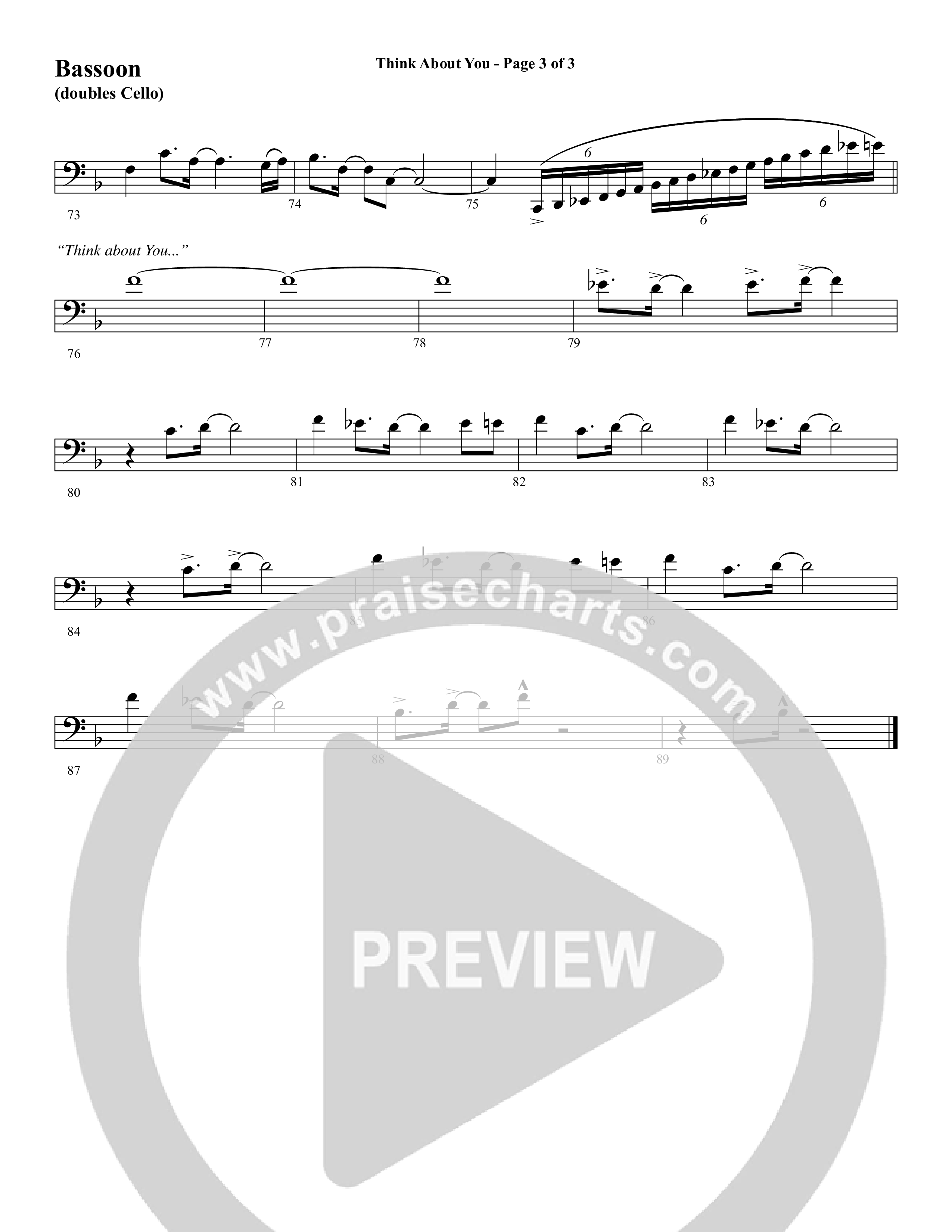 Think About You (Choral Anthem SATB) Bassoon (Word Music Choral / Arr. Bradley Knight)