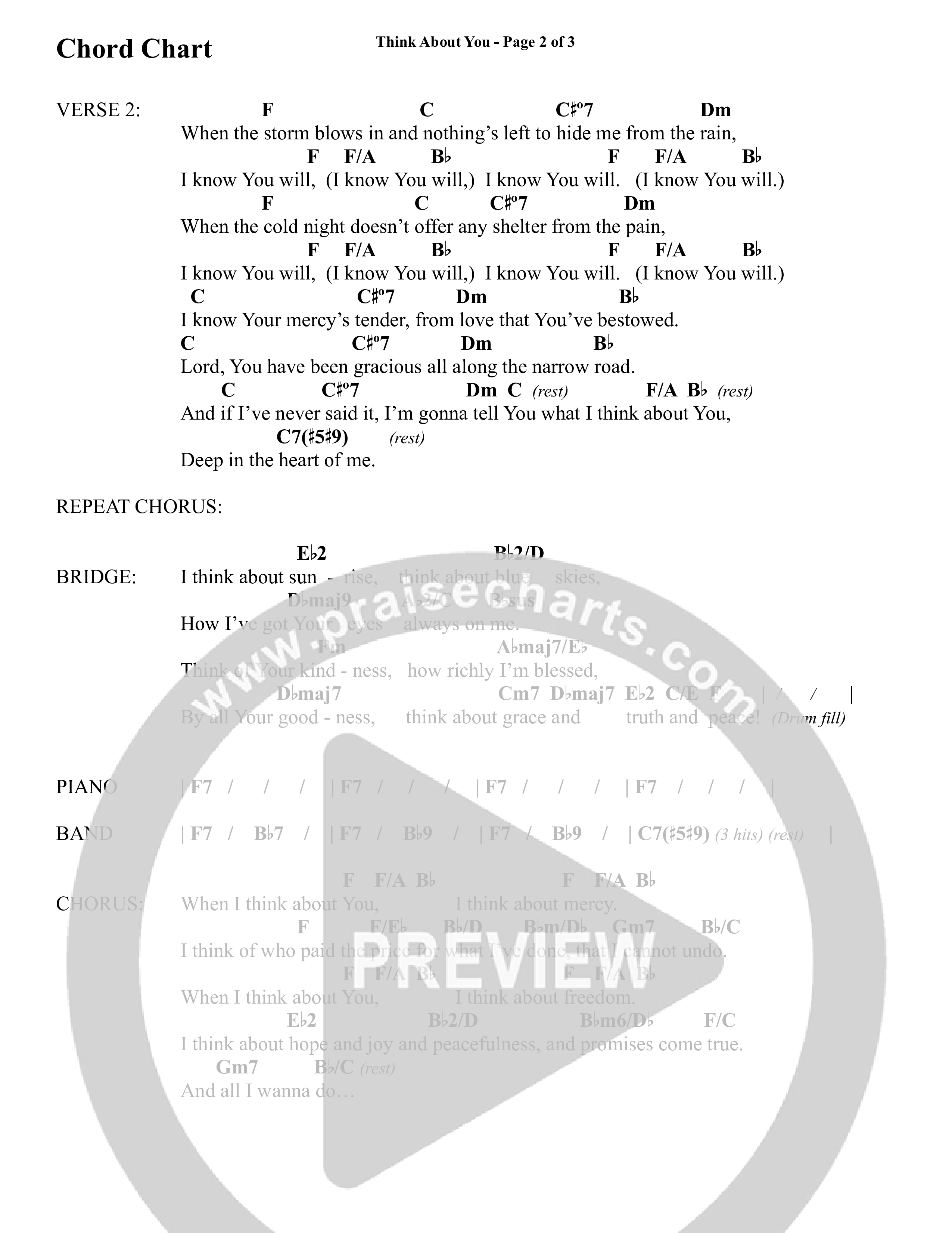 Think About You (Choral Anthem SATB) Chord Chart (Word Music Choral / Arr. Bradley Knight)