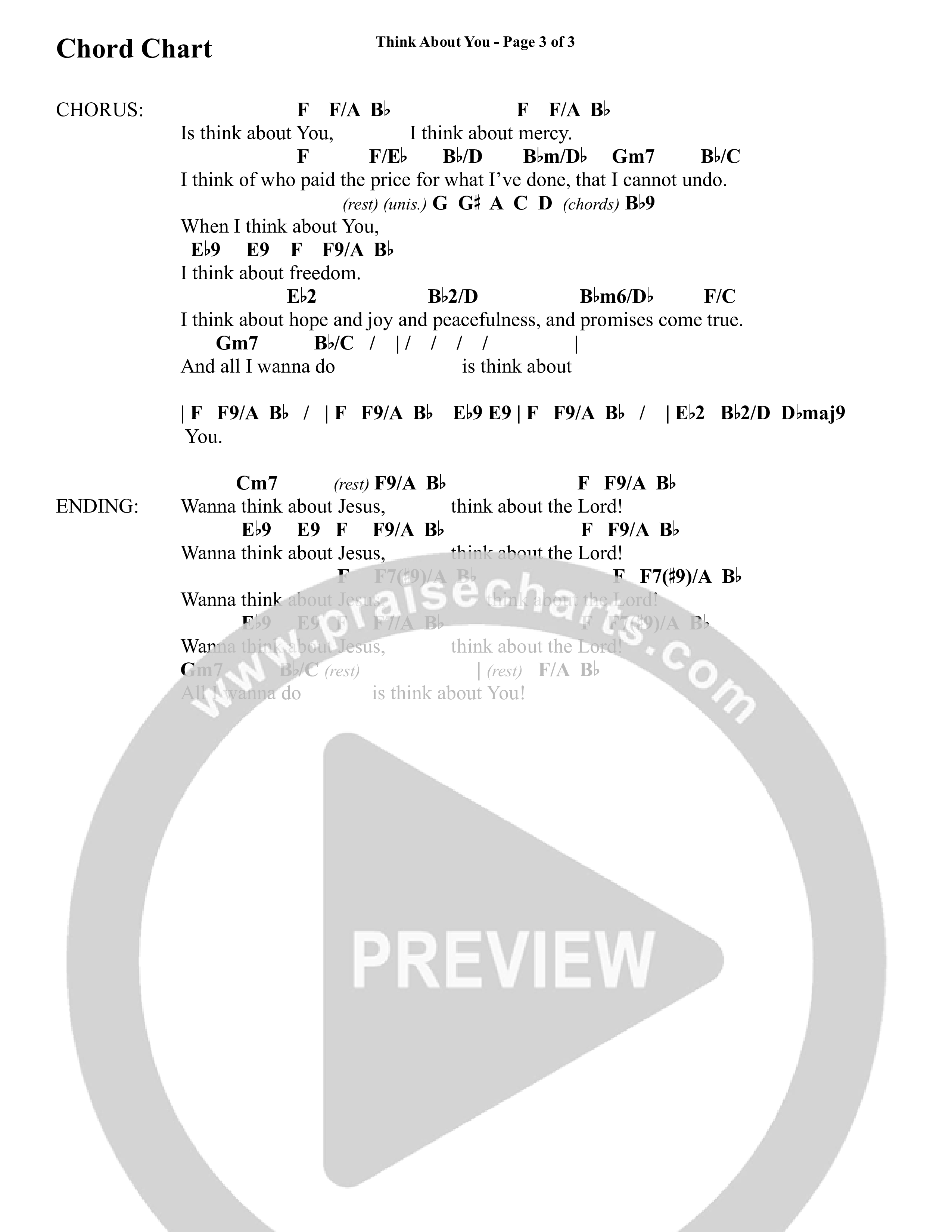 Think About You (Choral Anthem SATB) Chord Chart (Word Music Choral / Arr. Bradley Knight)