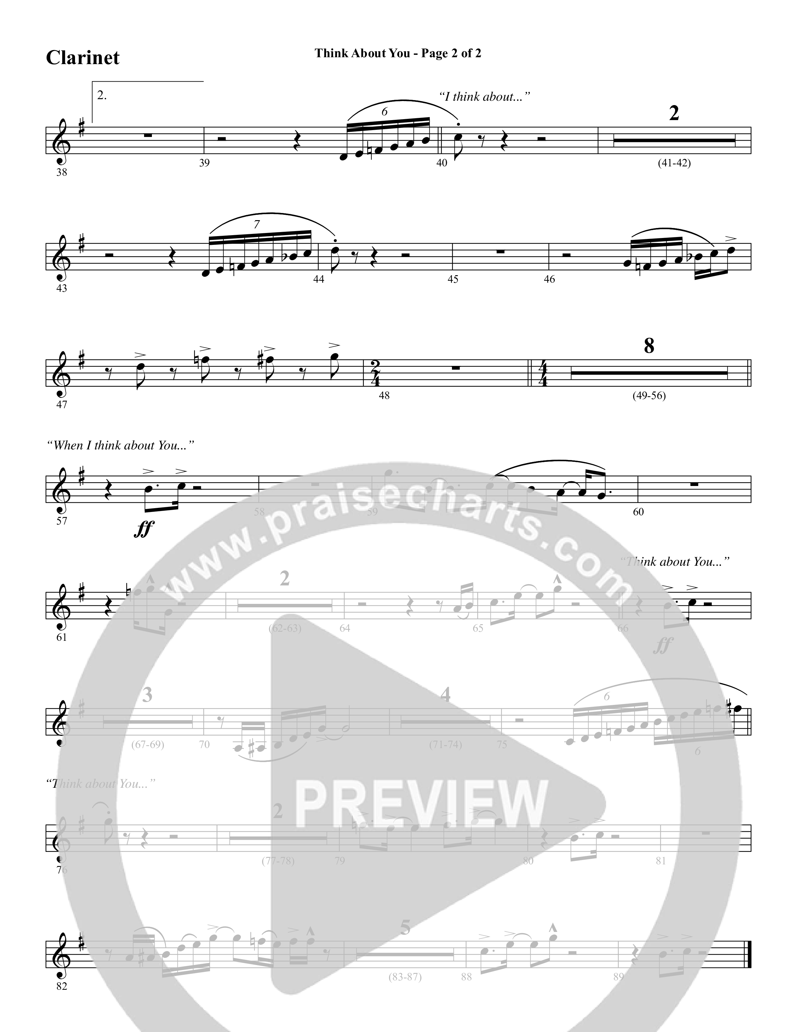 Think About You (Choral Anthem SATB) Clarinet (Word Music Choral / Arr. Bradley Knight)