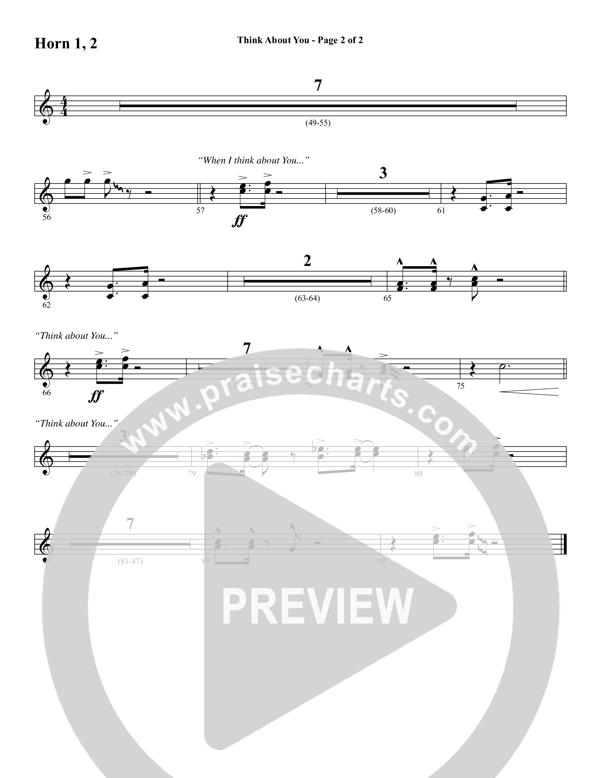 Think About You (Choral Anthem SATB) French Horn 1/2 (Word Music Choral / Arr. Bradley Knight)