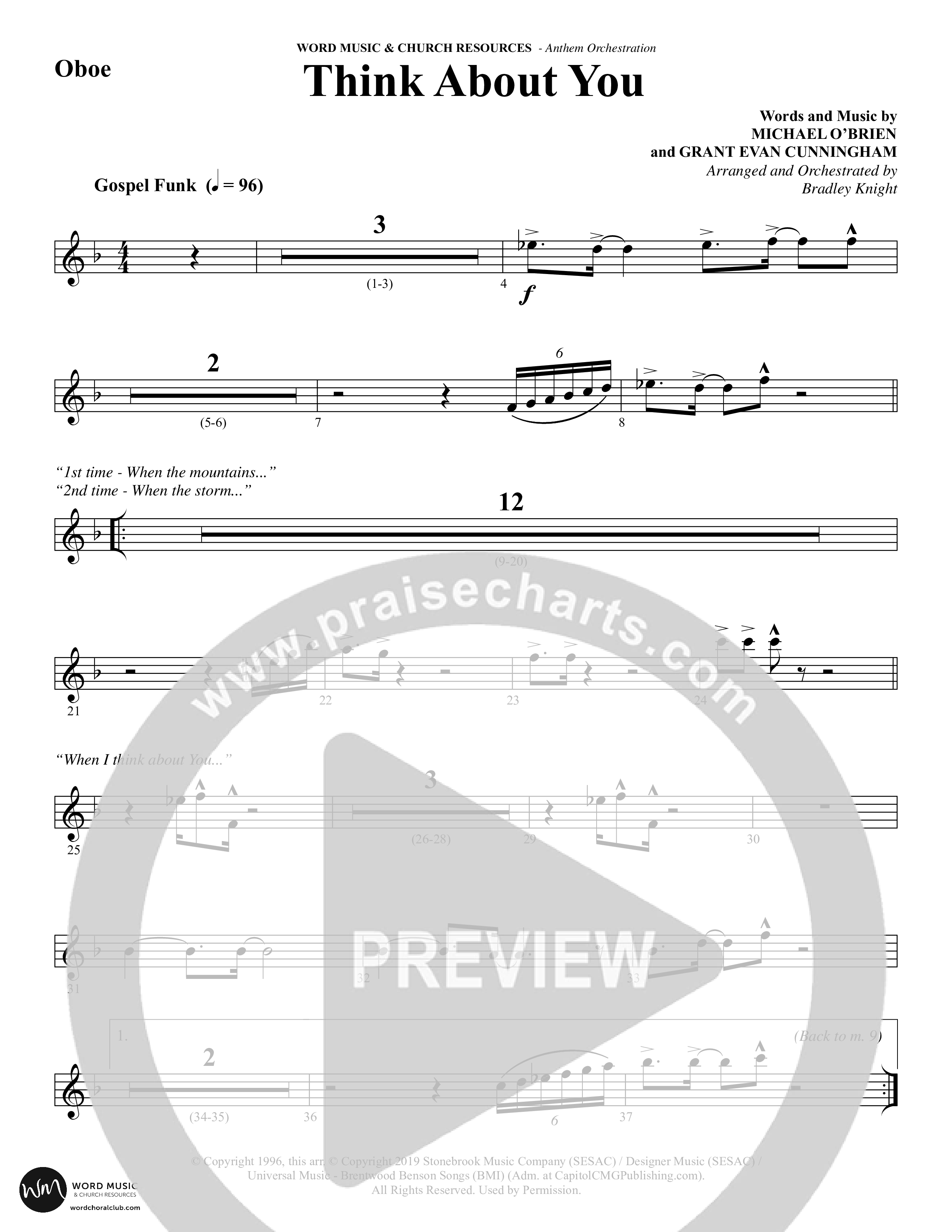 Think About You (Choral Anthem SATB) Oboe (Word Music Choral / Arr. Bradley Knight)