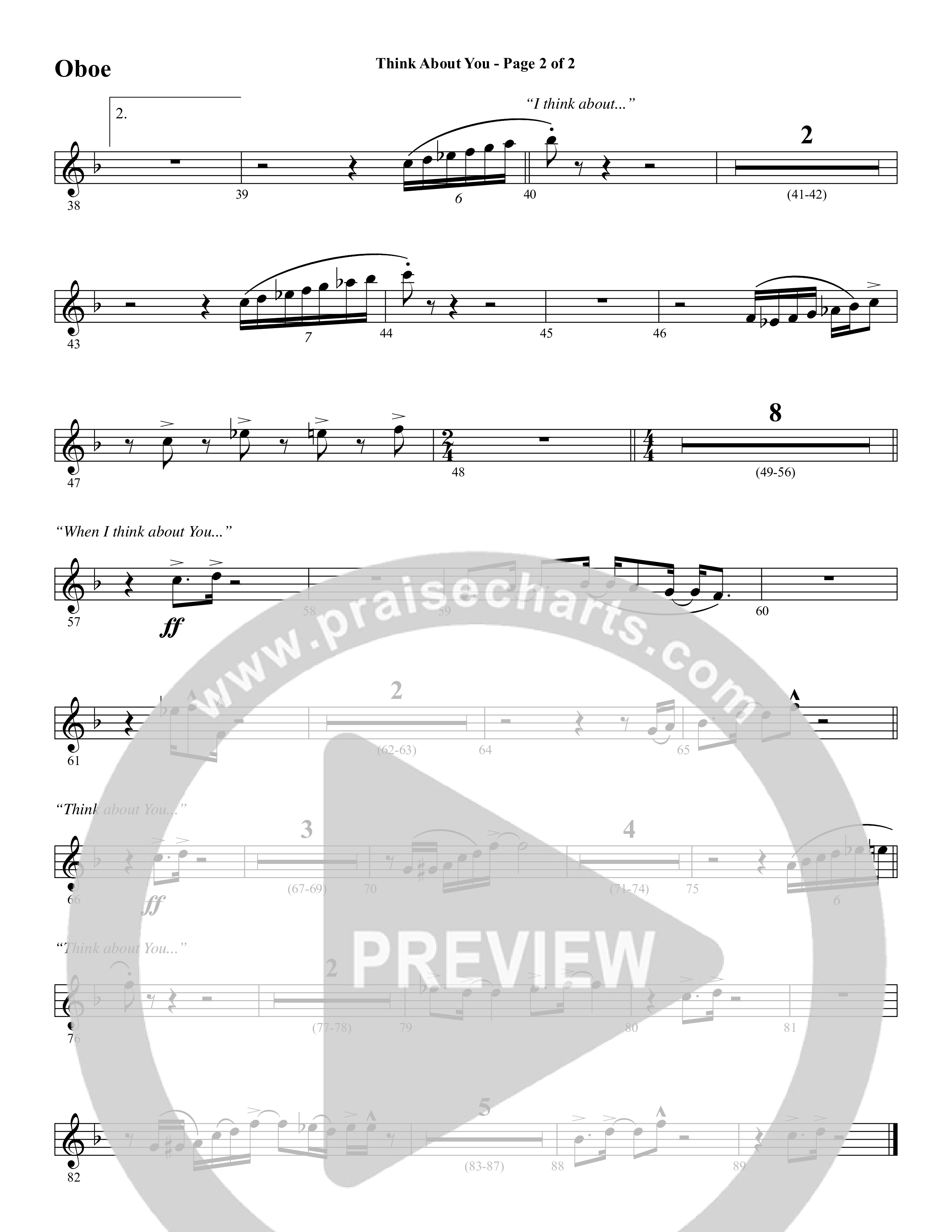 Think About You (Choral Anthem SATB) Oboe (Word Music Choral / Arr. Bradley Knight)