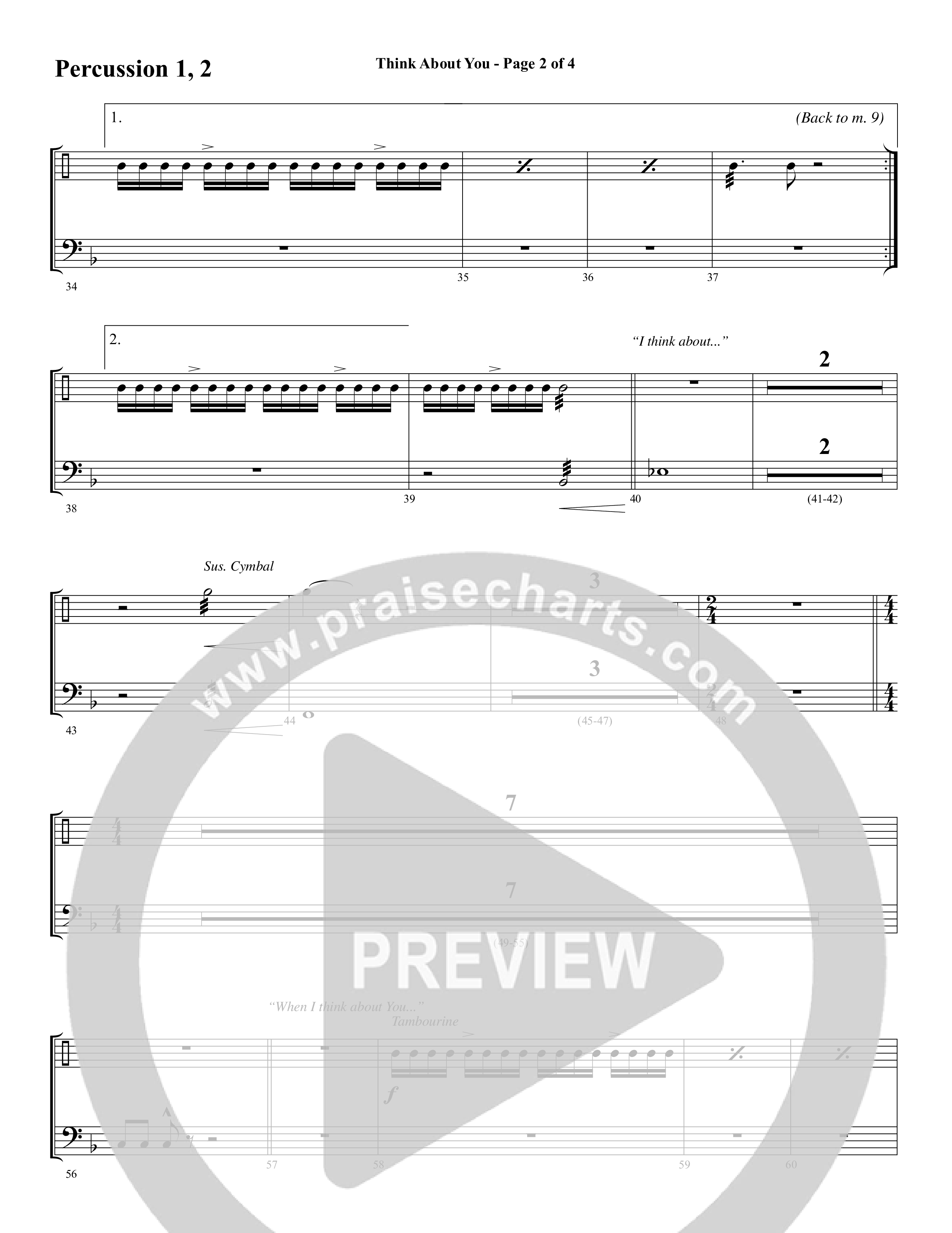 Think About You (Choral Anthem SATB) Percussion 1/2 (Word Music Choral / Arr. Bradley Knight)