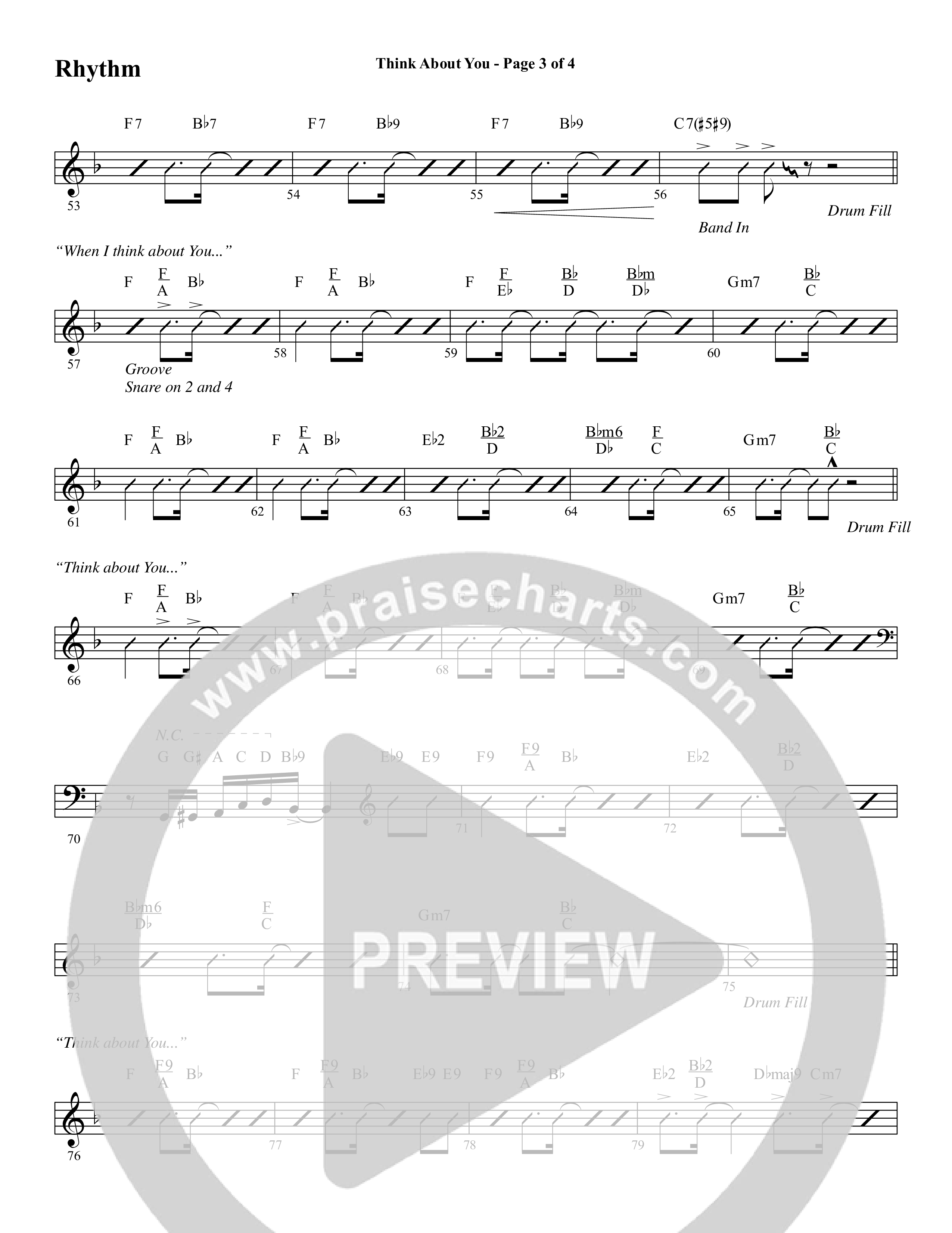 Think About You (Choral Anthem SATB) Rhythm Chart (Word Music Choral / Arr. Bradley Knight)