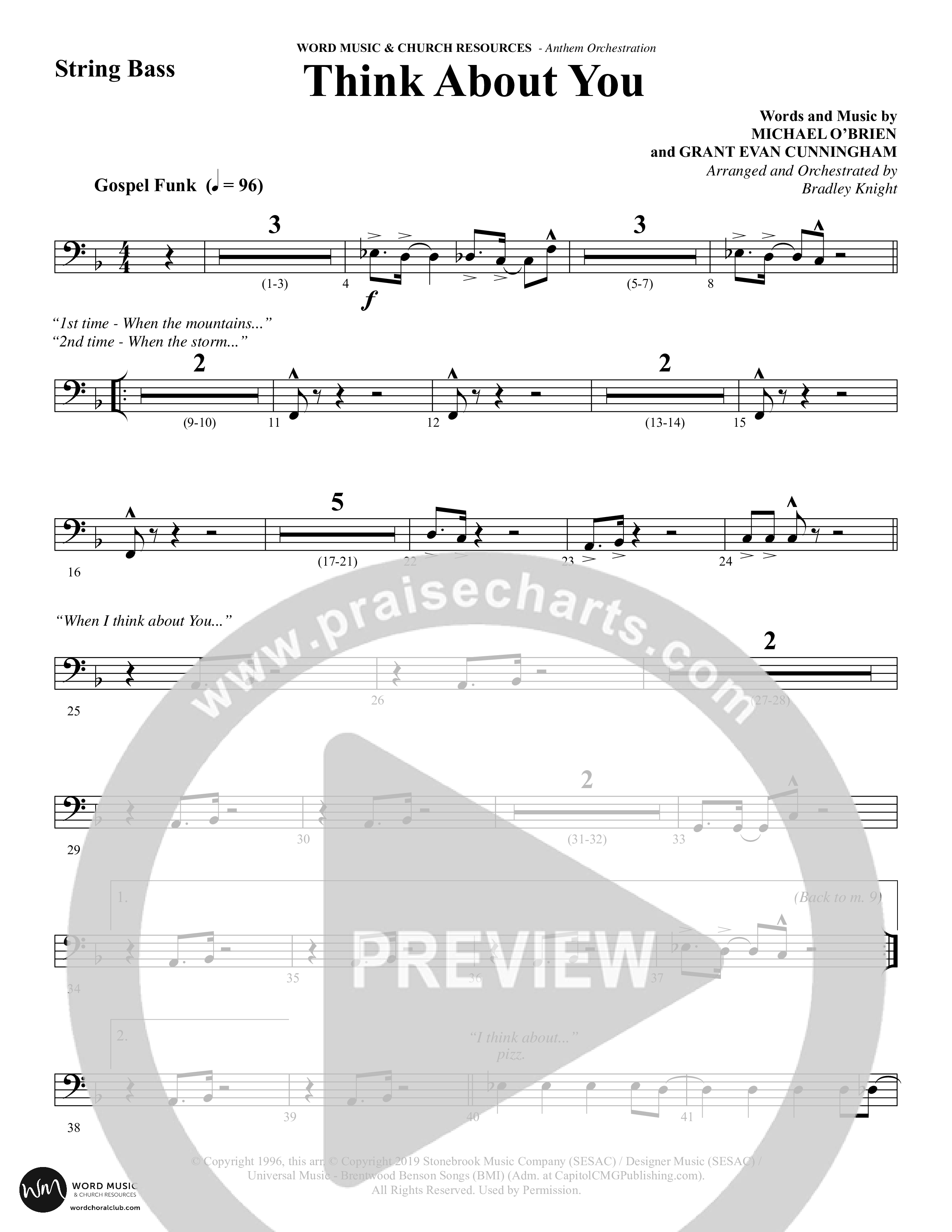 Think About You (Choral Anthem SATB) String Bass (Word Music Choral / Arr. Bradley Knight)