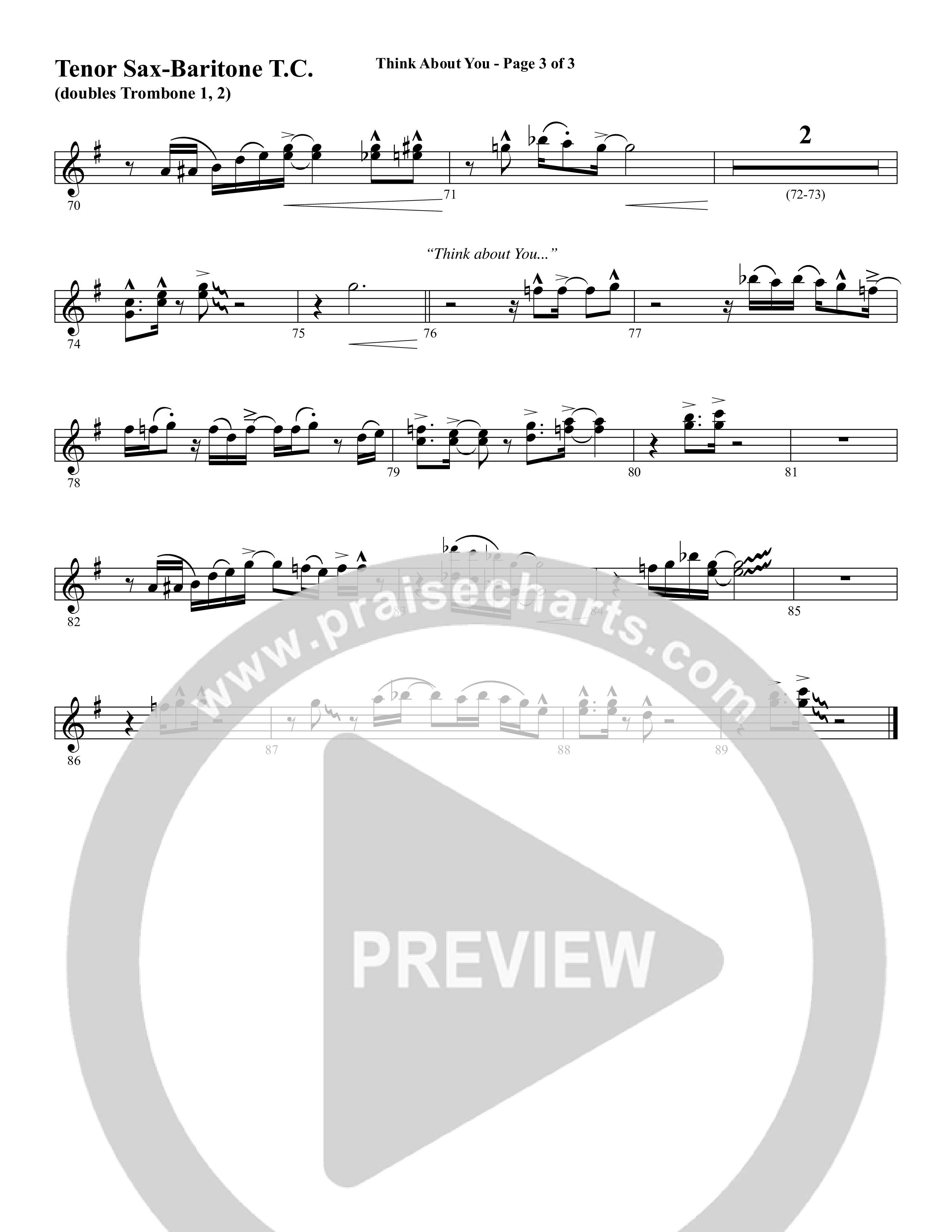Think About You (Choral Anthem SATB) Tenor Sax/Baritone T.C. (Word Music Choral / Arr. Bradley Knight)