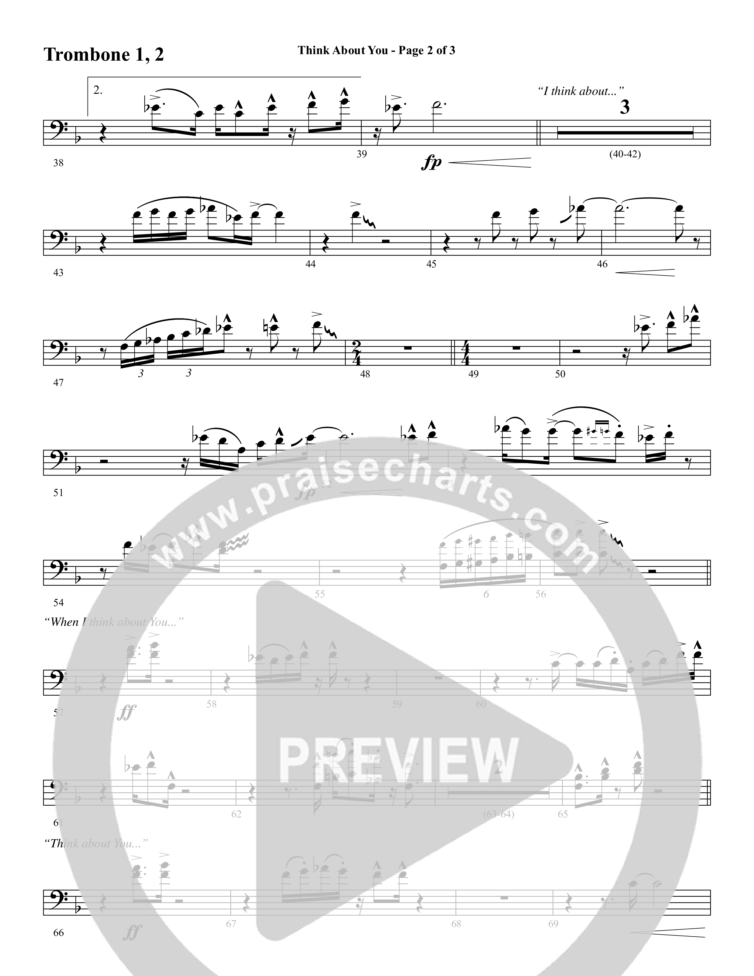 Think About You (Choral Anthem SATB) Trombone 1/2 (Word Music Choral / Arr. Bradley Knight)