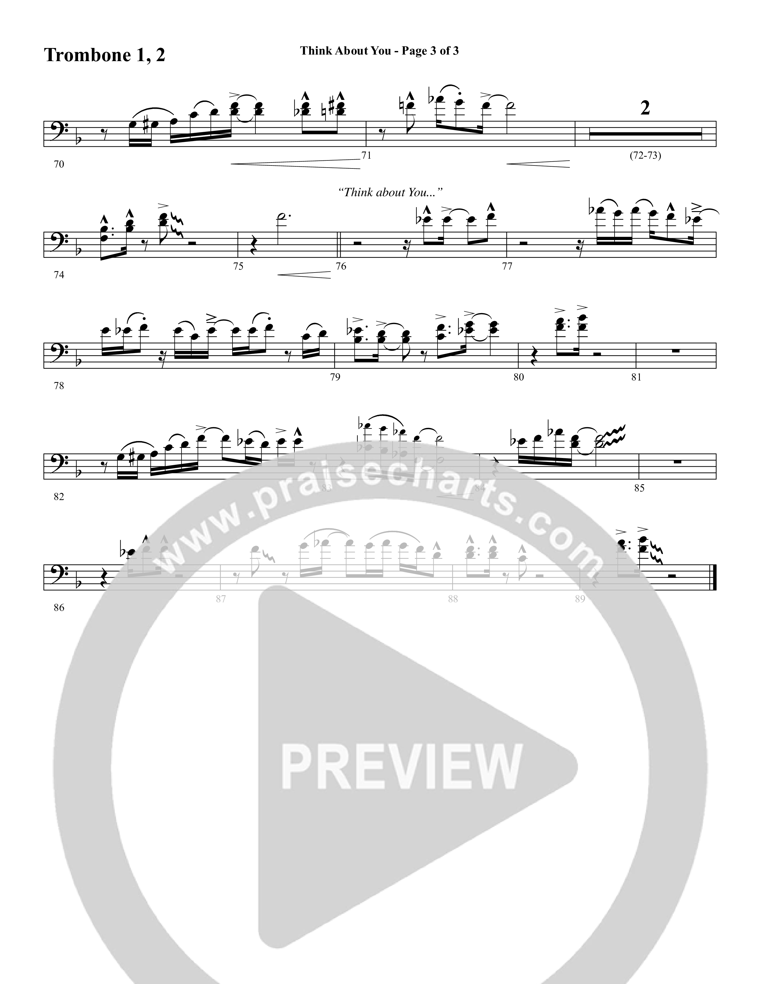 Think About You (Choral Anthem SATB) Trombone 1/2 (Word Music Choral / Arr. Bradley Knight)