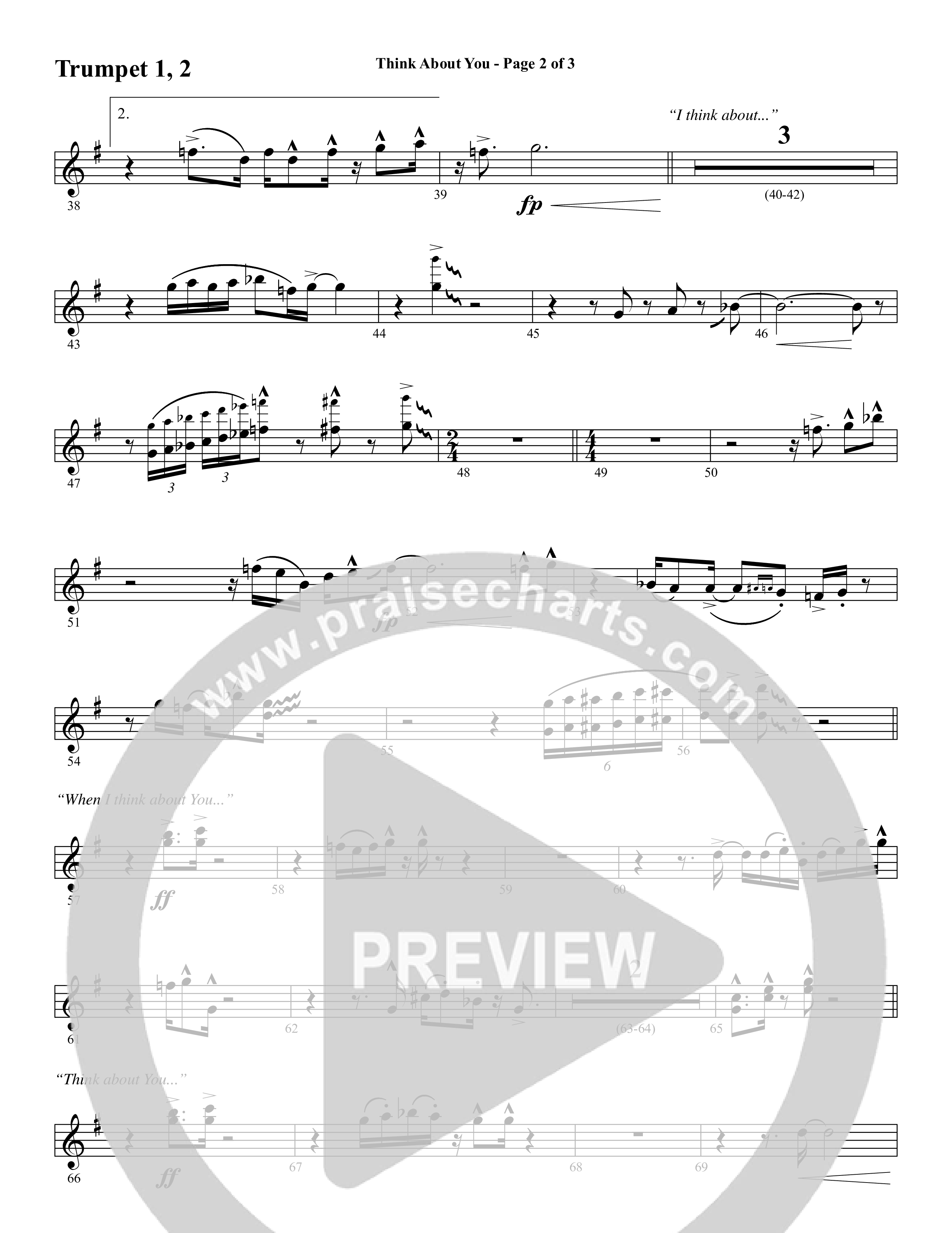 Think About You (Choral Anthem SATB) Trumpet 1,2 (Word Music Choral / Arr. Bradley Knight)