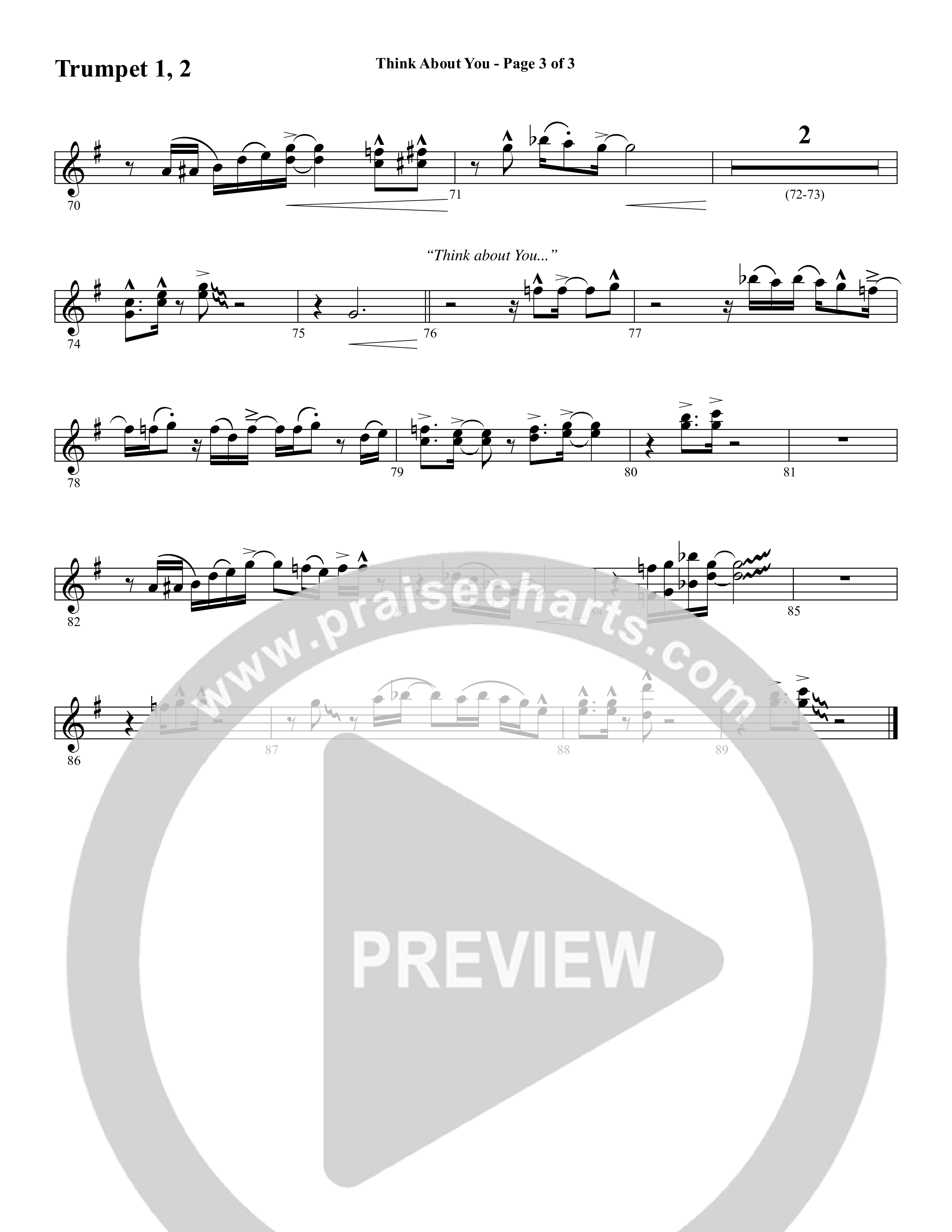 Think About You (Choral Anthem SATB) Trumpet 1,2 (Word Music Choral / Arr. Bradley Knight)