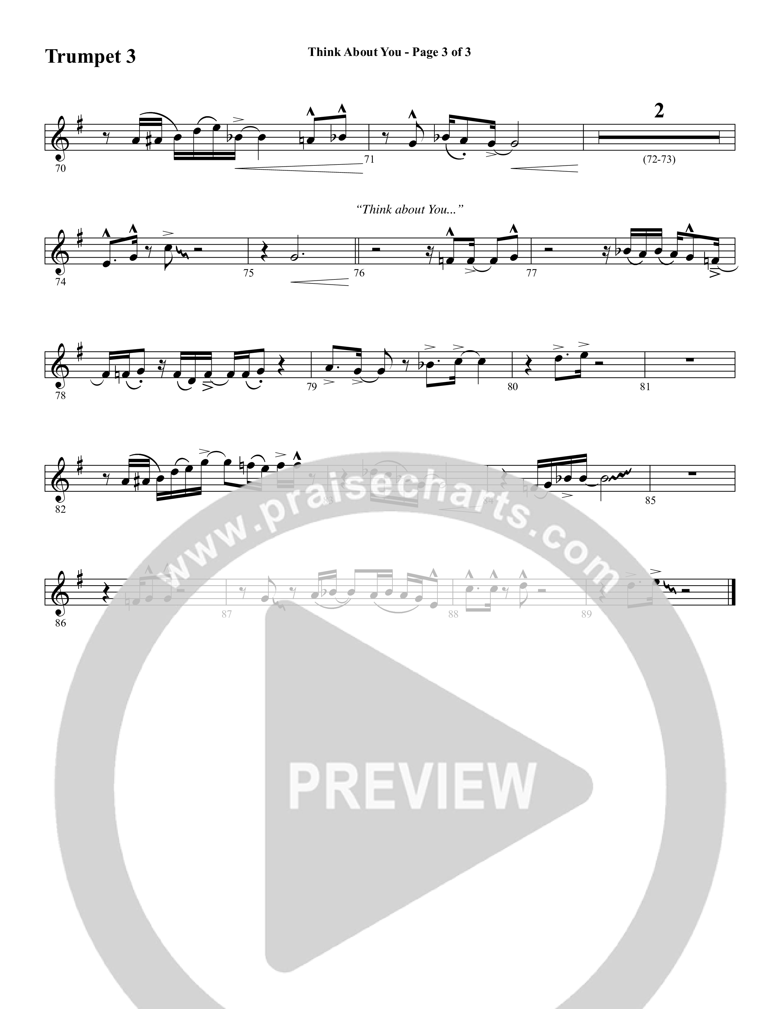 Think About You (Choral Anthem SATB) Trumpet 3 (Word Music Choral / Arr. Bradley Knight)