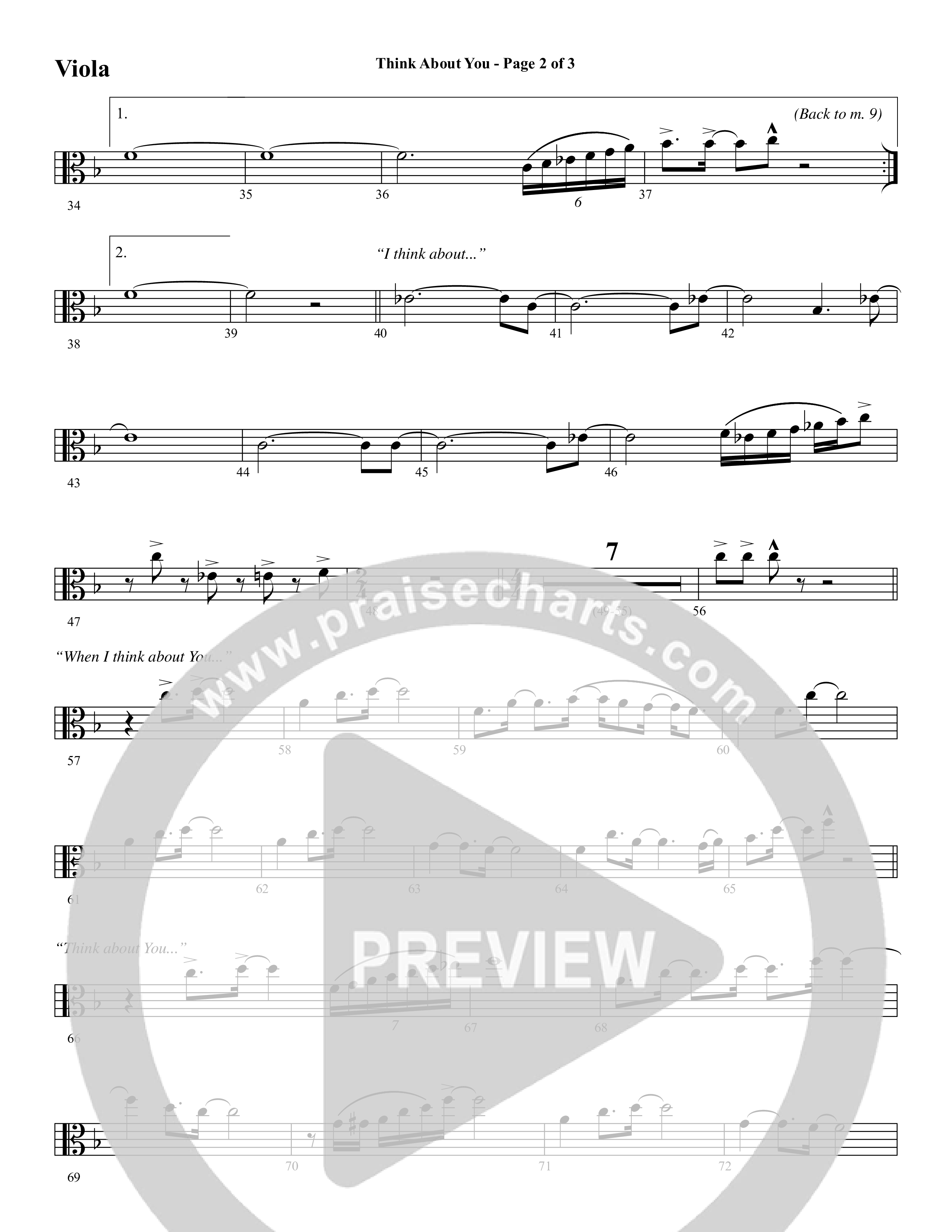 Think About You (Choral Anthem SATB) Viola (Word Music Choral / Arr. Bradley Knight)