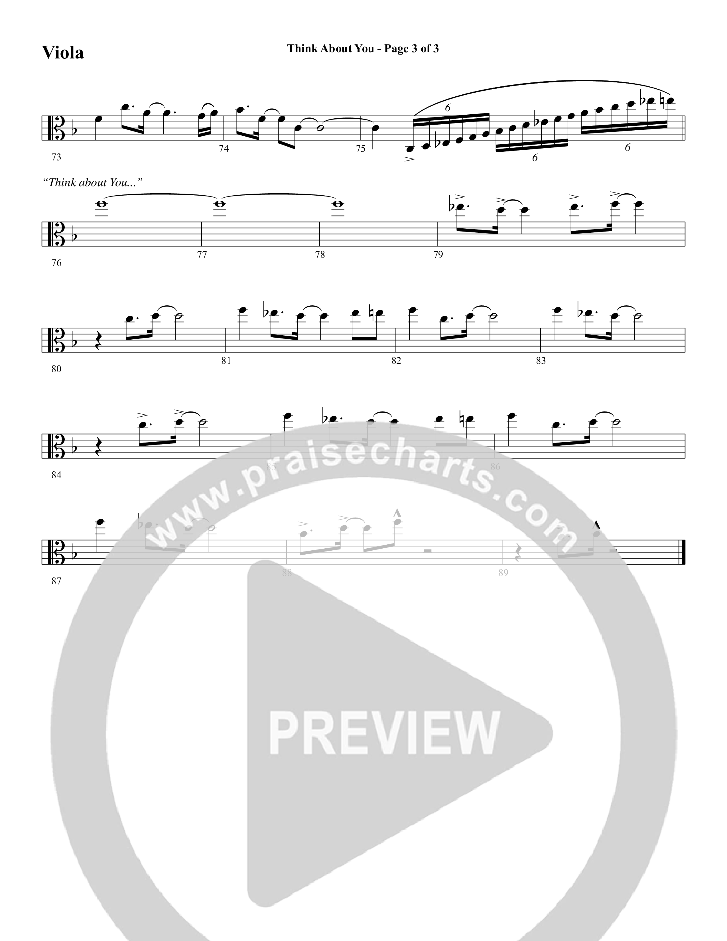 Think About You (Choral Anthem SATB) Viola (Word Music Choral / Arr. Bradley Knight)