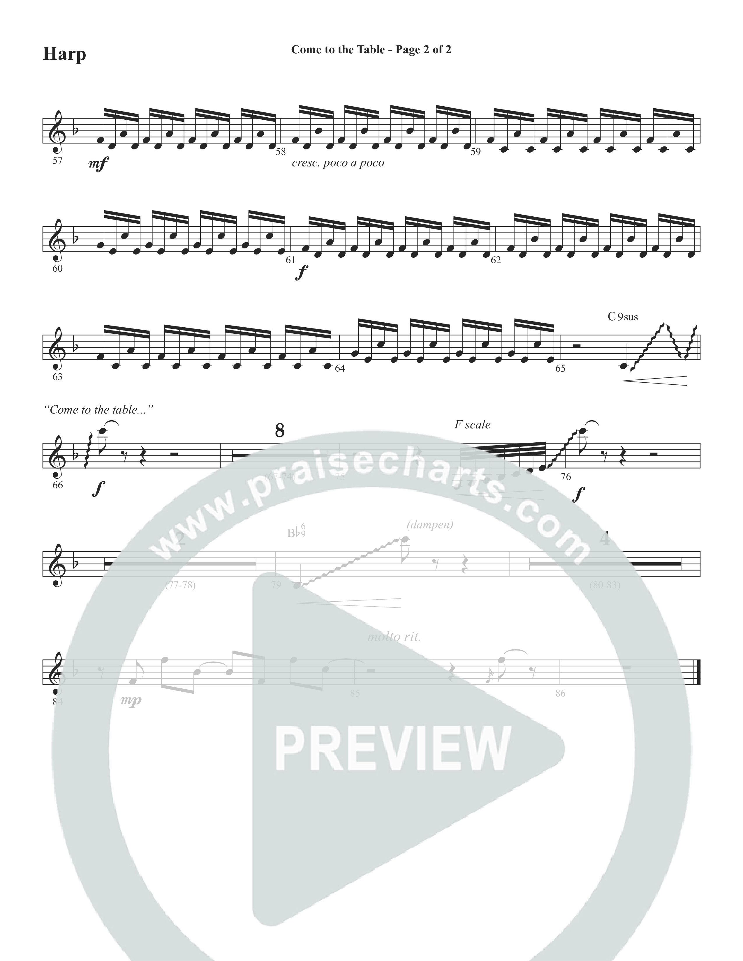 Come To The Table (Choral Anthem SATB) Harp (Word Music Choral / Arr. David Wise / Orch. David Shipps)