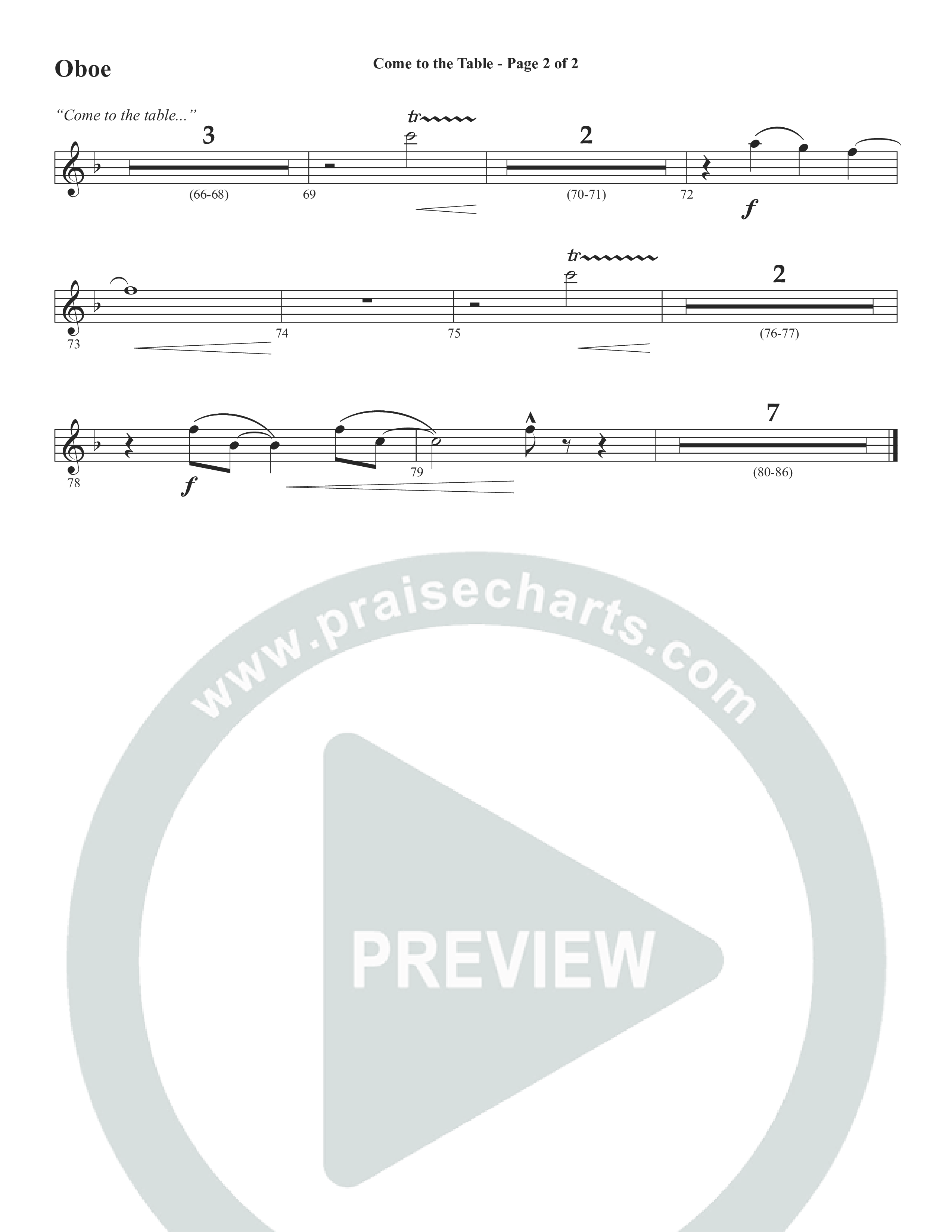 Come To The Table (Choral Anthem SATB) Oboe (Word Music Choral / Arr. David Wise / Orch. David Shipps)