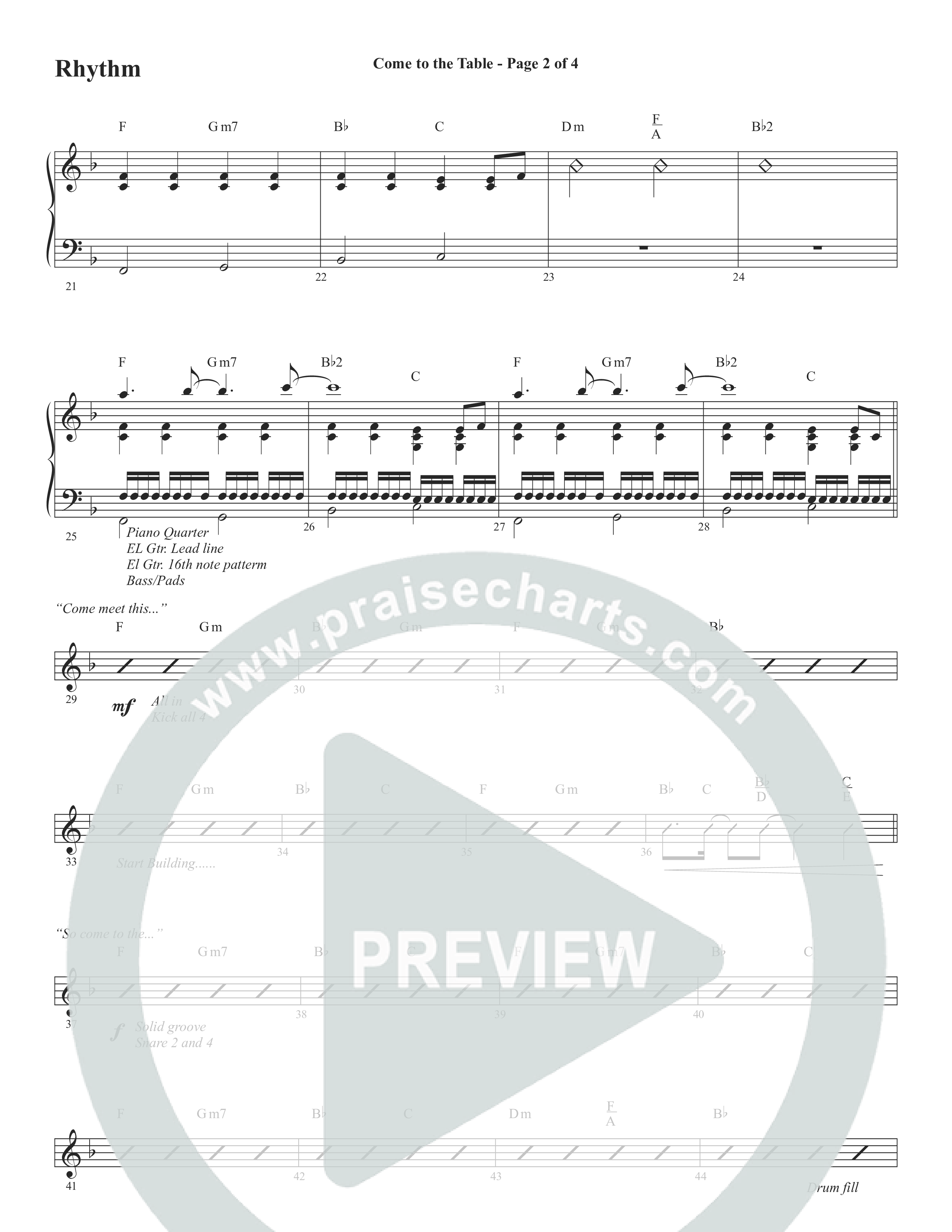 Come To The Table (Choral Anthem SATB) Rhythm Chart (Word Music Choral / Arr. David Wise / Orch. David Shipps)